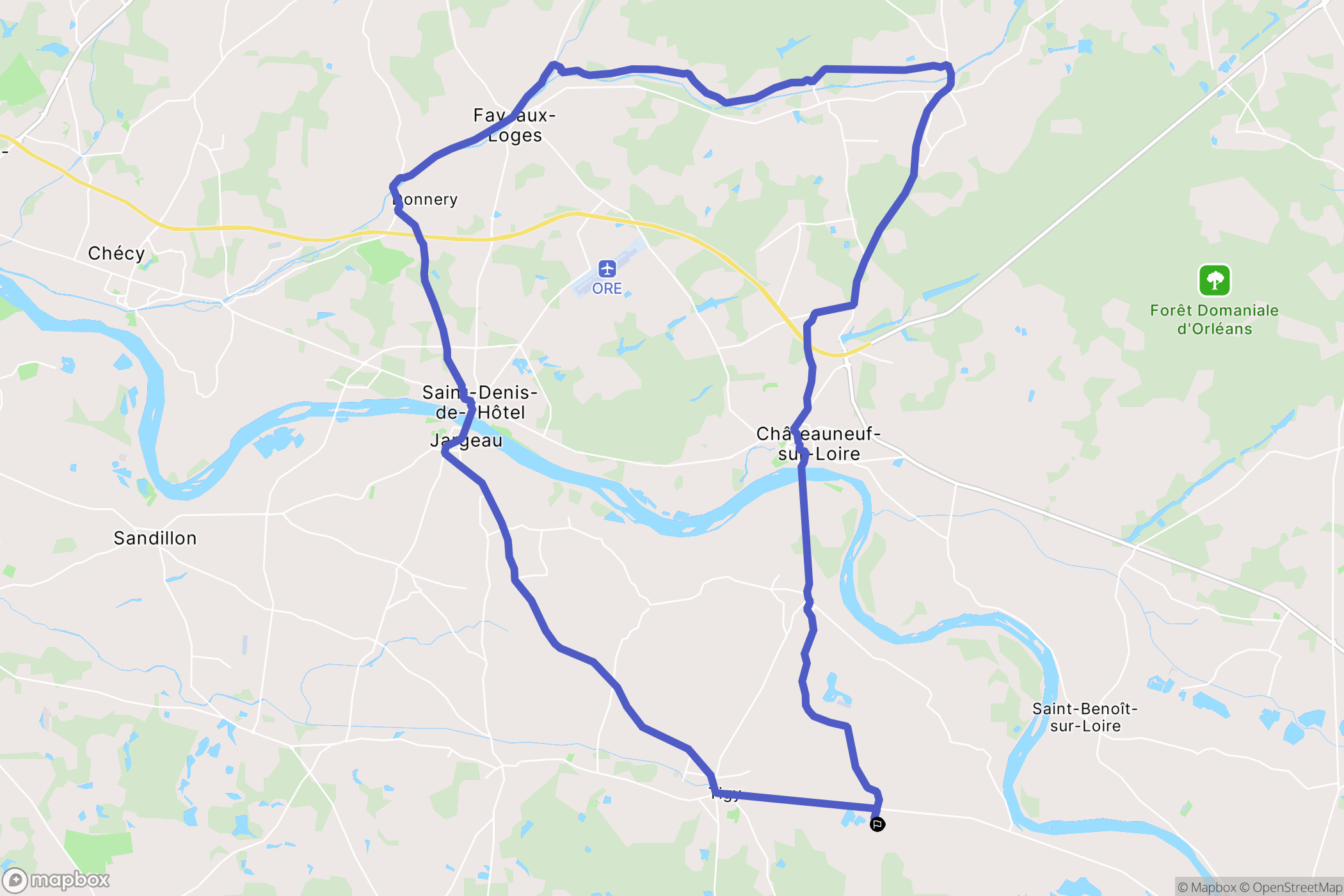 Neuvy-en-Sullias : carte du parcours de randonnée - France