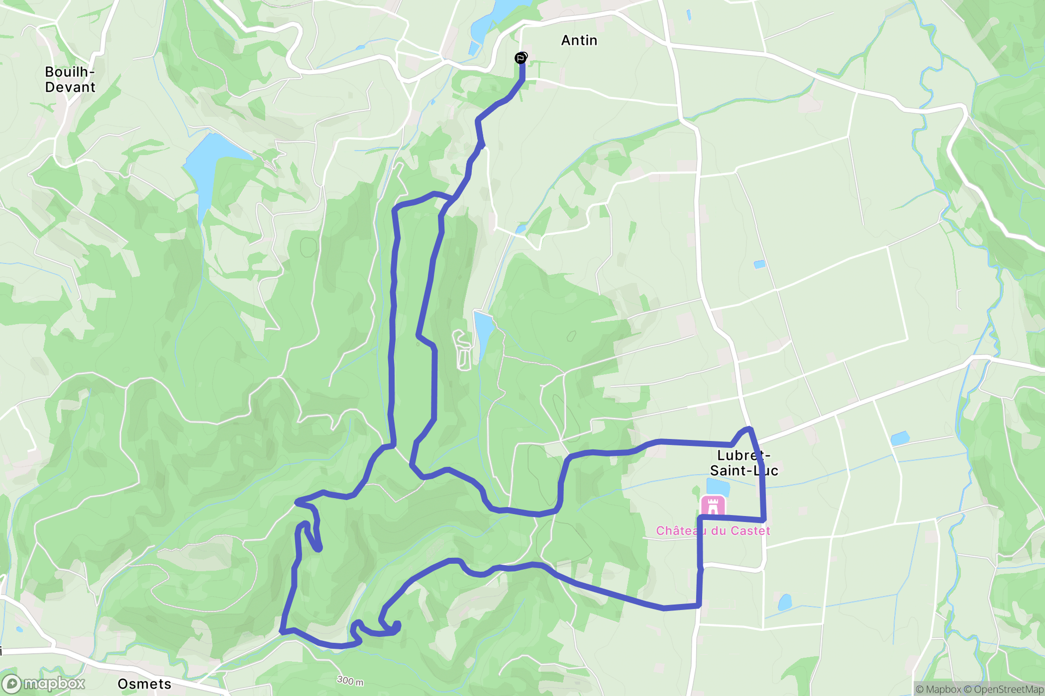 Antin : carte du parcours de randonnée - France