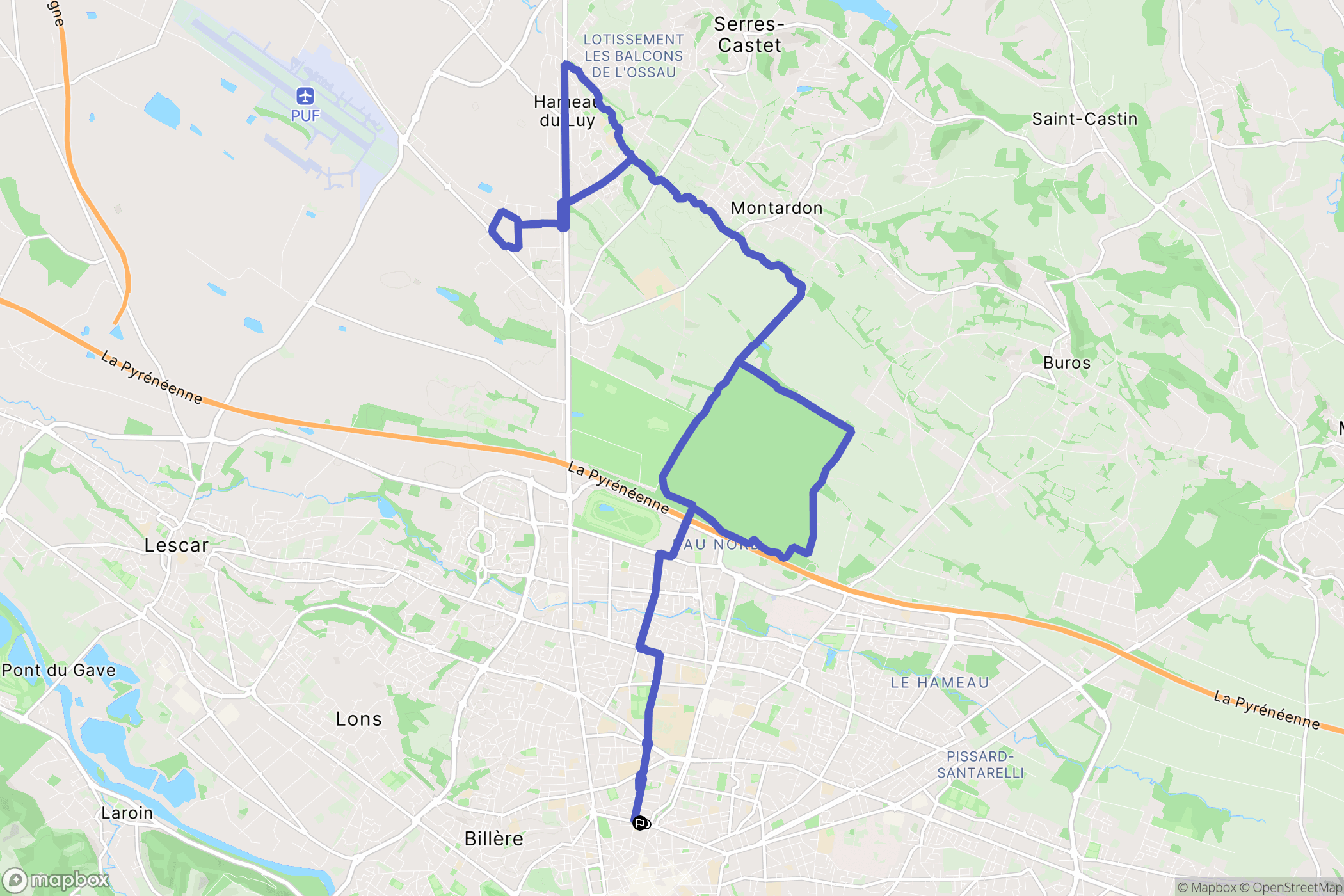 Pau : carte du parcours de randonnée - France