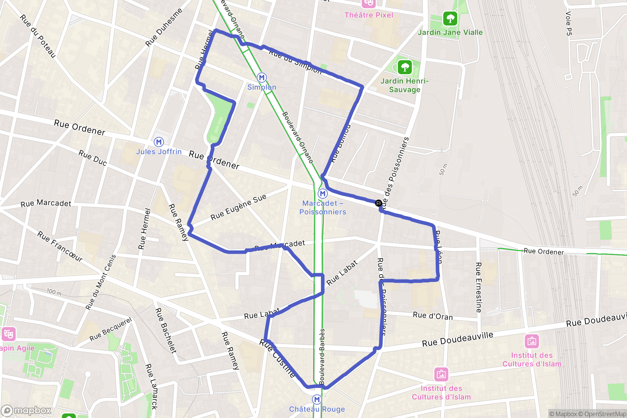 Paris : carte du parcours de randonnée - France