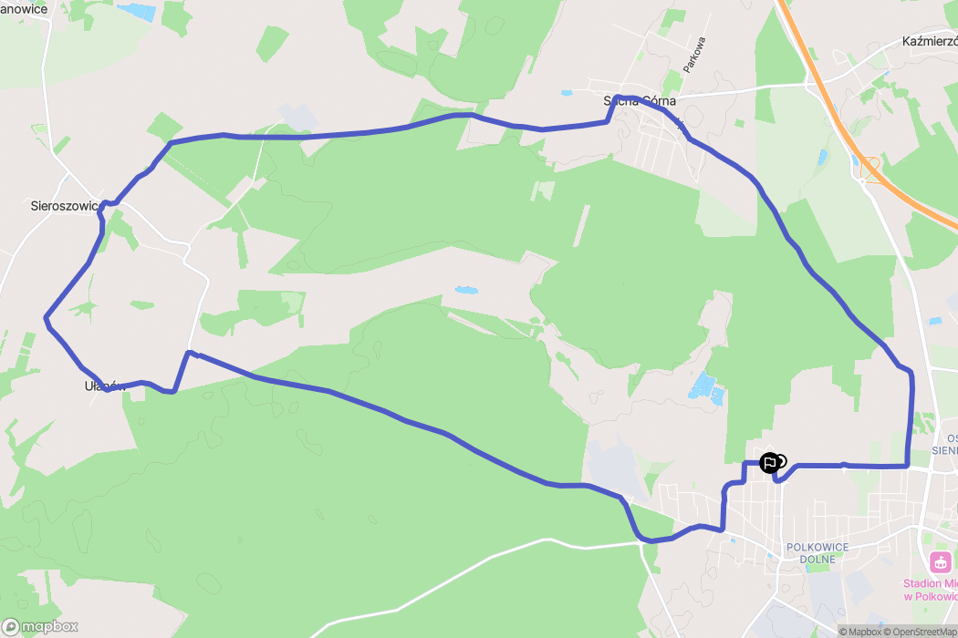 Polkowice: mapa trasy - Poland
