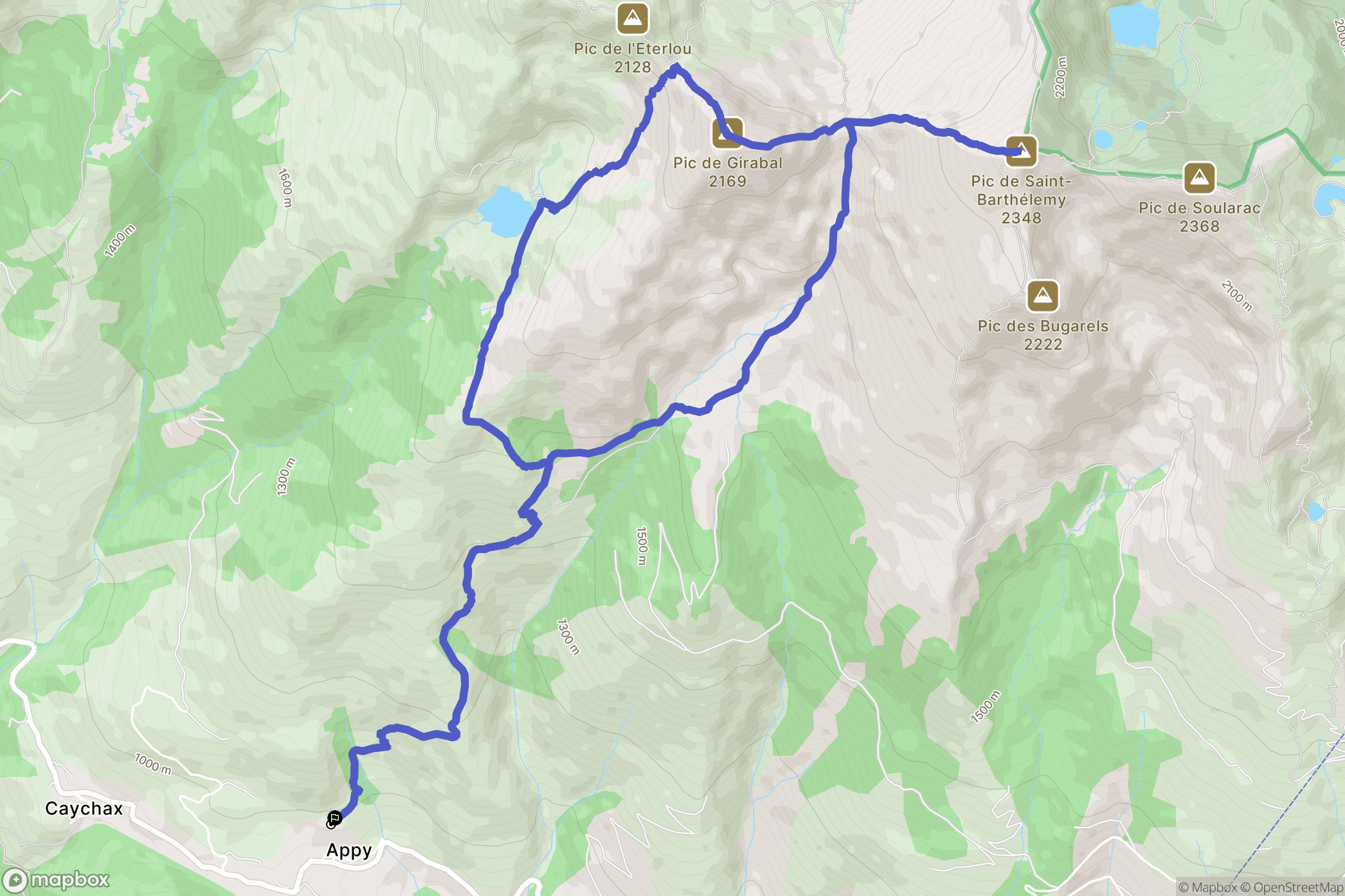 Appy : carte du parcours de randonnée - France