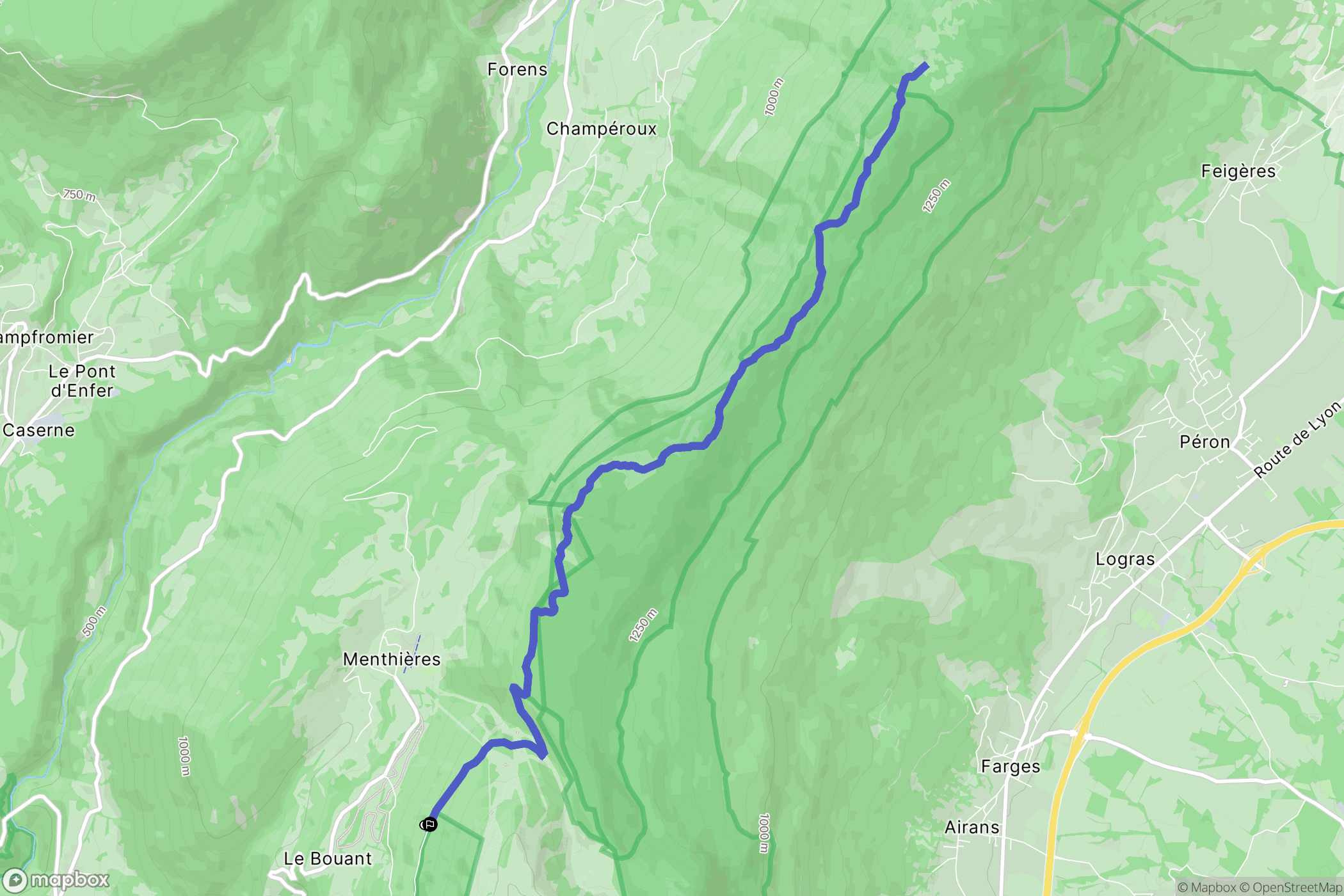 Confort : carte du parcours de randonnée - France