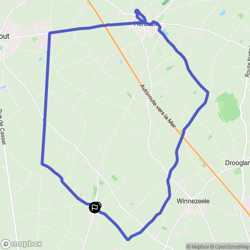 Oudezeele : carte du parcours de randonnée - France
