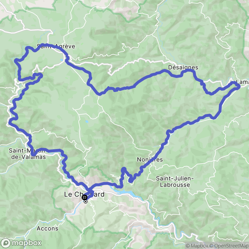 Le Cheylard : carte du parcours de randonnée - France