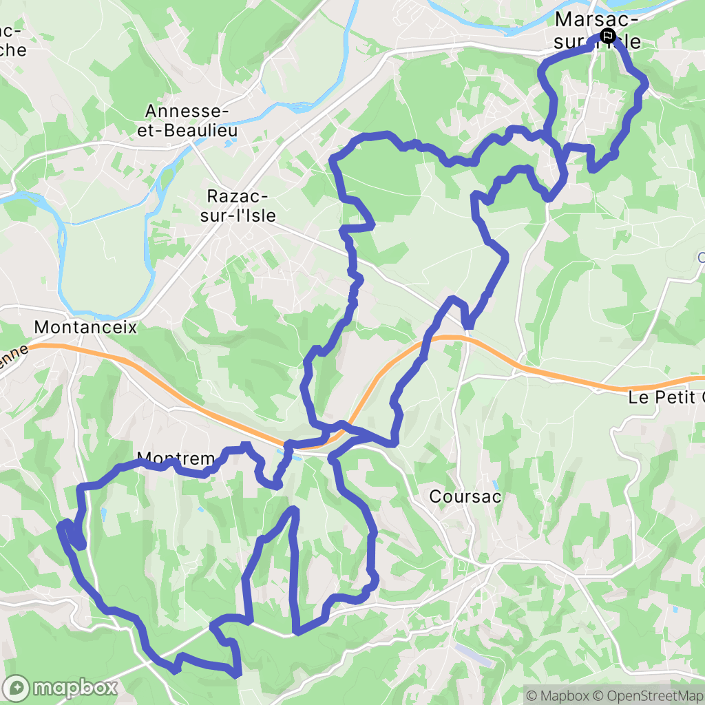 Marsac-sur-l'Isle : carte du parcours de randonnée - France