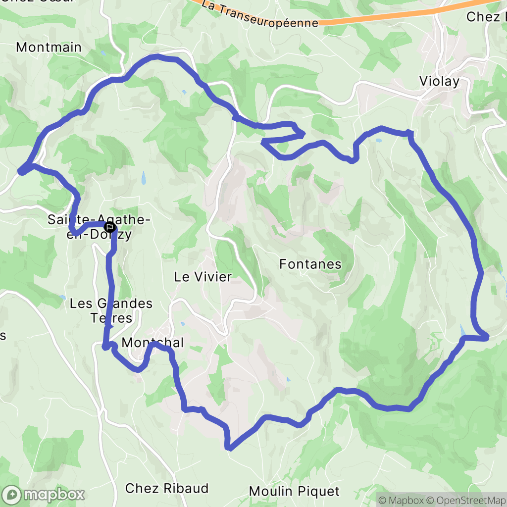 Sainte-Agathe-en-Donzy : carte du parcours de randonnée - France