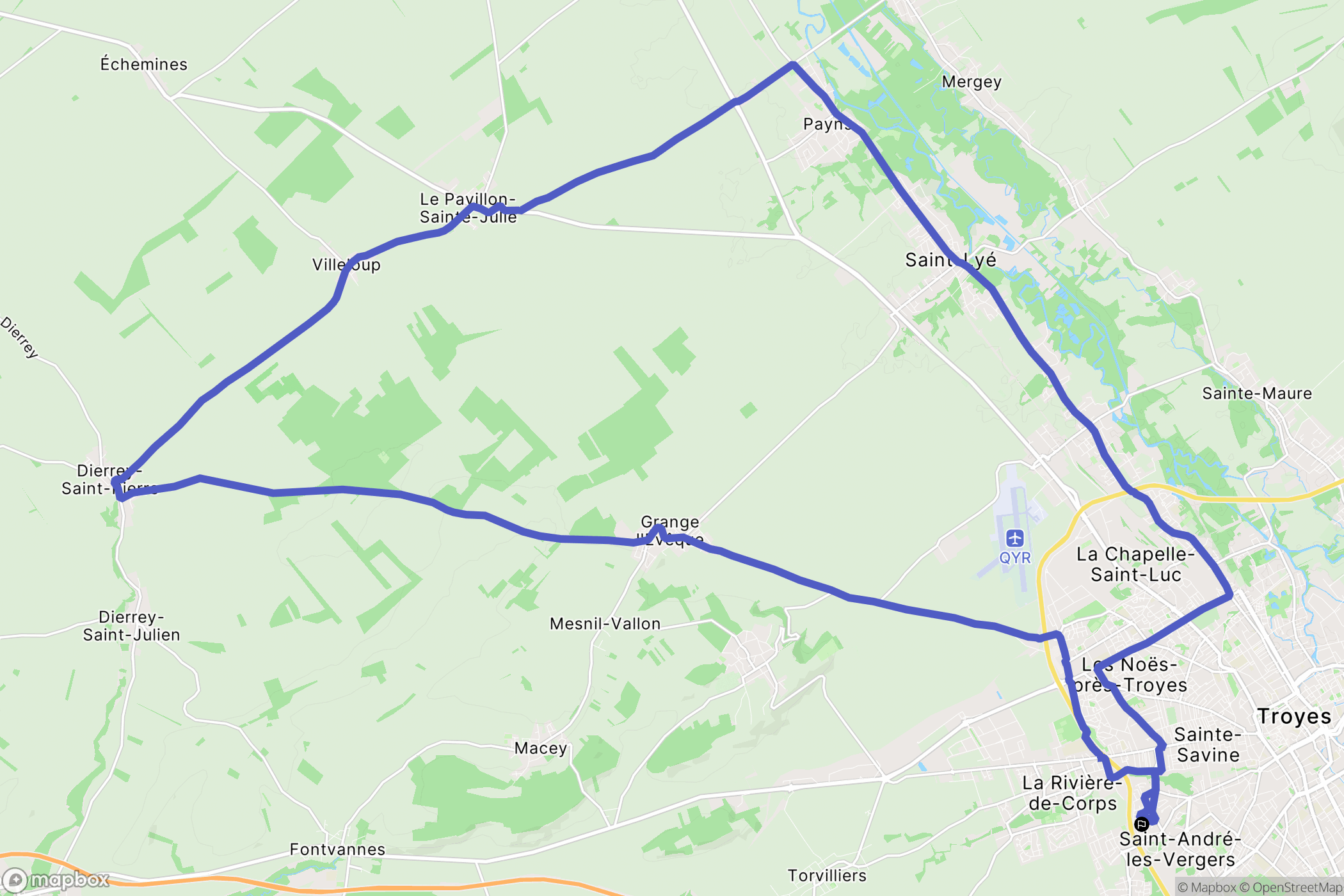 Saint-André-les-Vergers : carte du parcours de randonnée - France