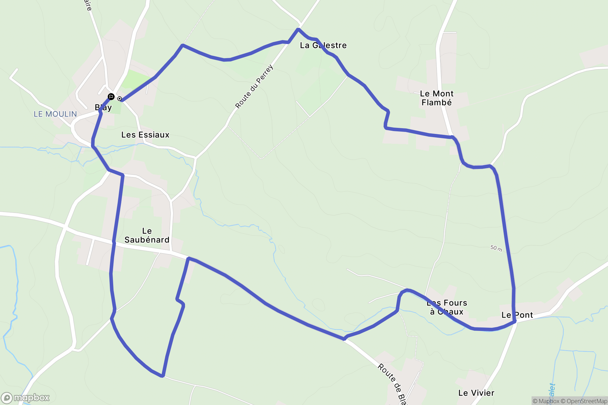 Blay : carte du parcours de randonnée - France
