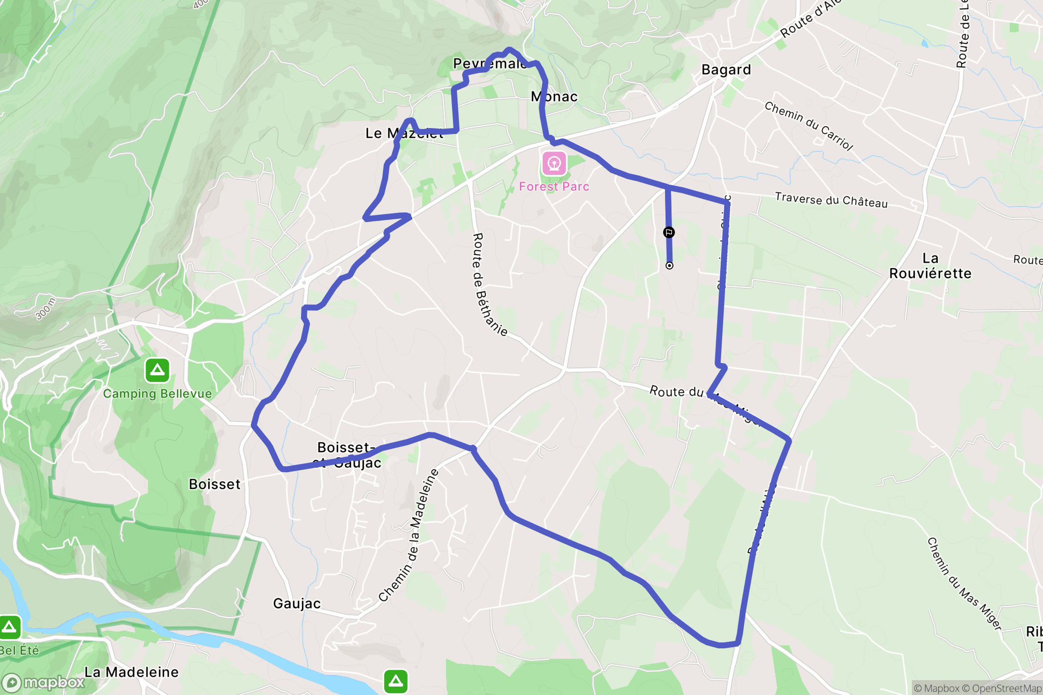Bagard : carte du parcours de randonnée - France
