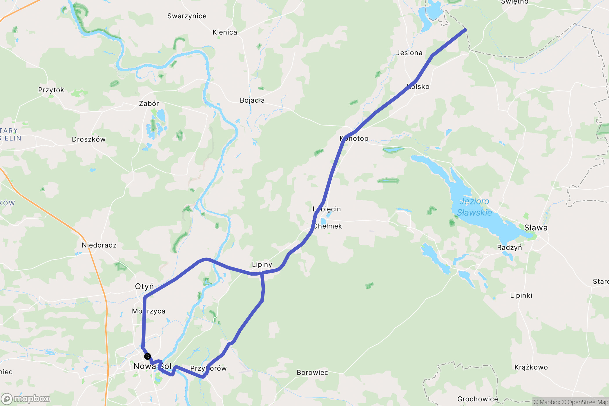 Nowa Sól: mapa trasy - Poland