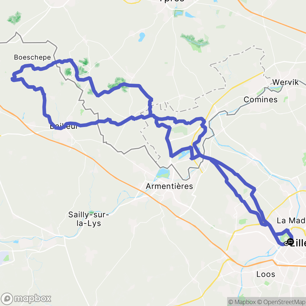 Lille : carte du parcours de randonnée - France
