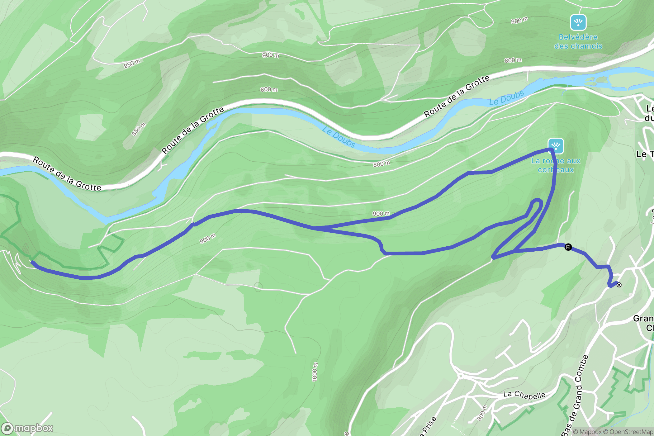 Grand'Combe-Châteleu : carte du parcours de randonnée - France