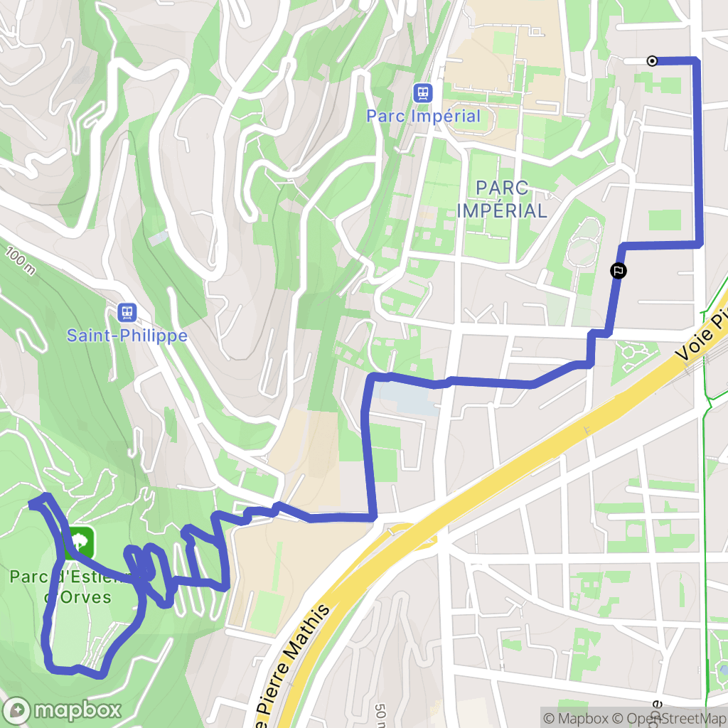 Nice : carte du parcours de randonnée - France
