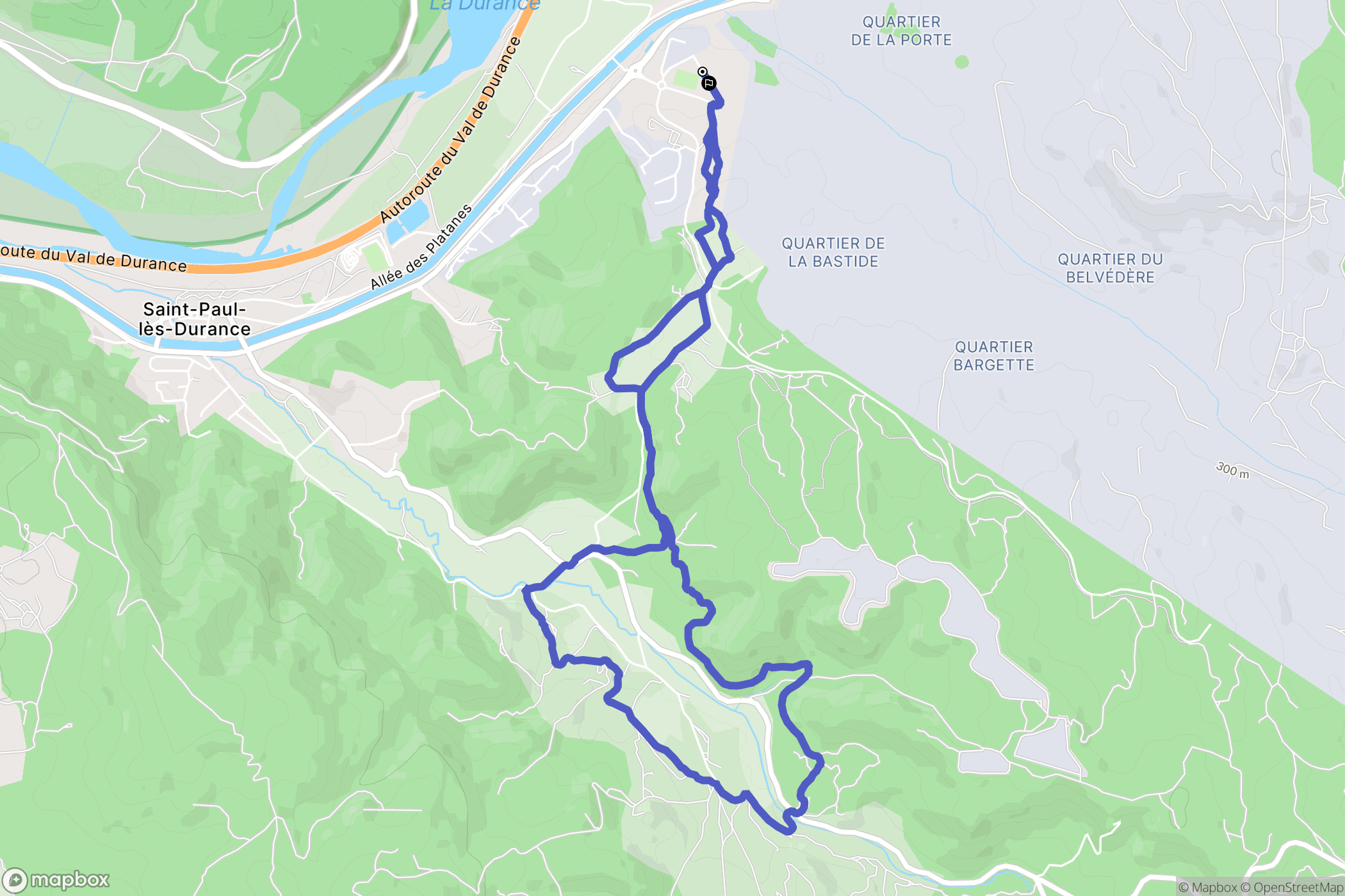 Saint-Paul-lès-Durance : carte du parcours de randonnée - France
