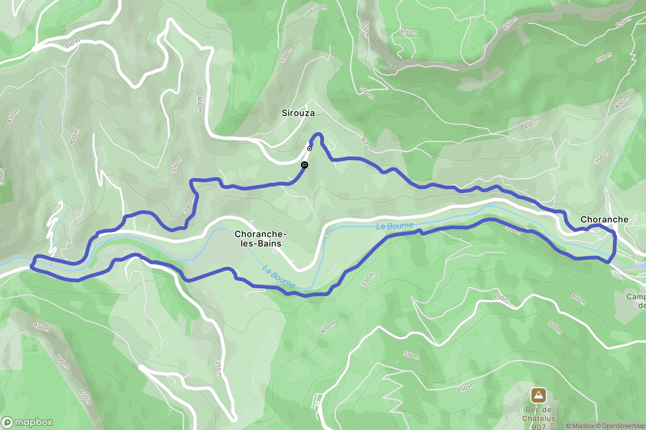 Choranche : carte du parcours de randonnée - France