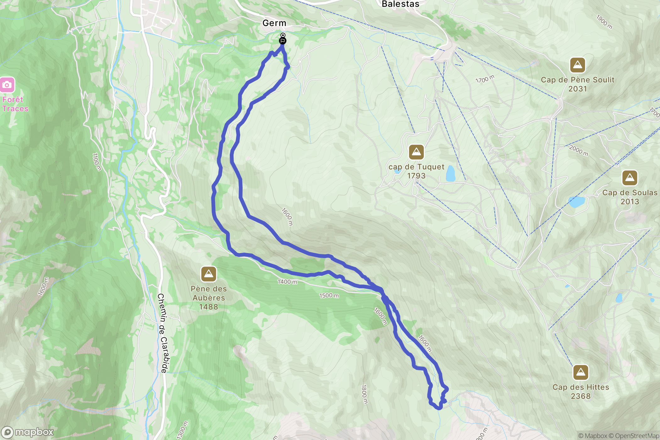 Germ : carte du parcours de randonnée - France