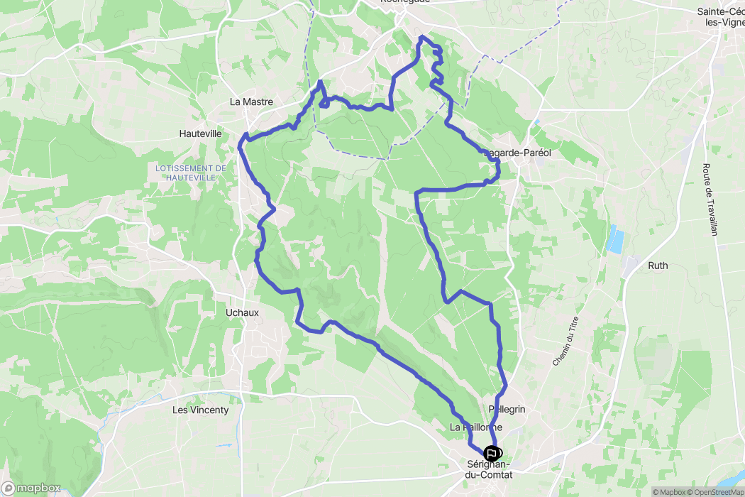 Sérignan-du-Comtat : carte du parcours de randonnée - France
