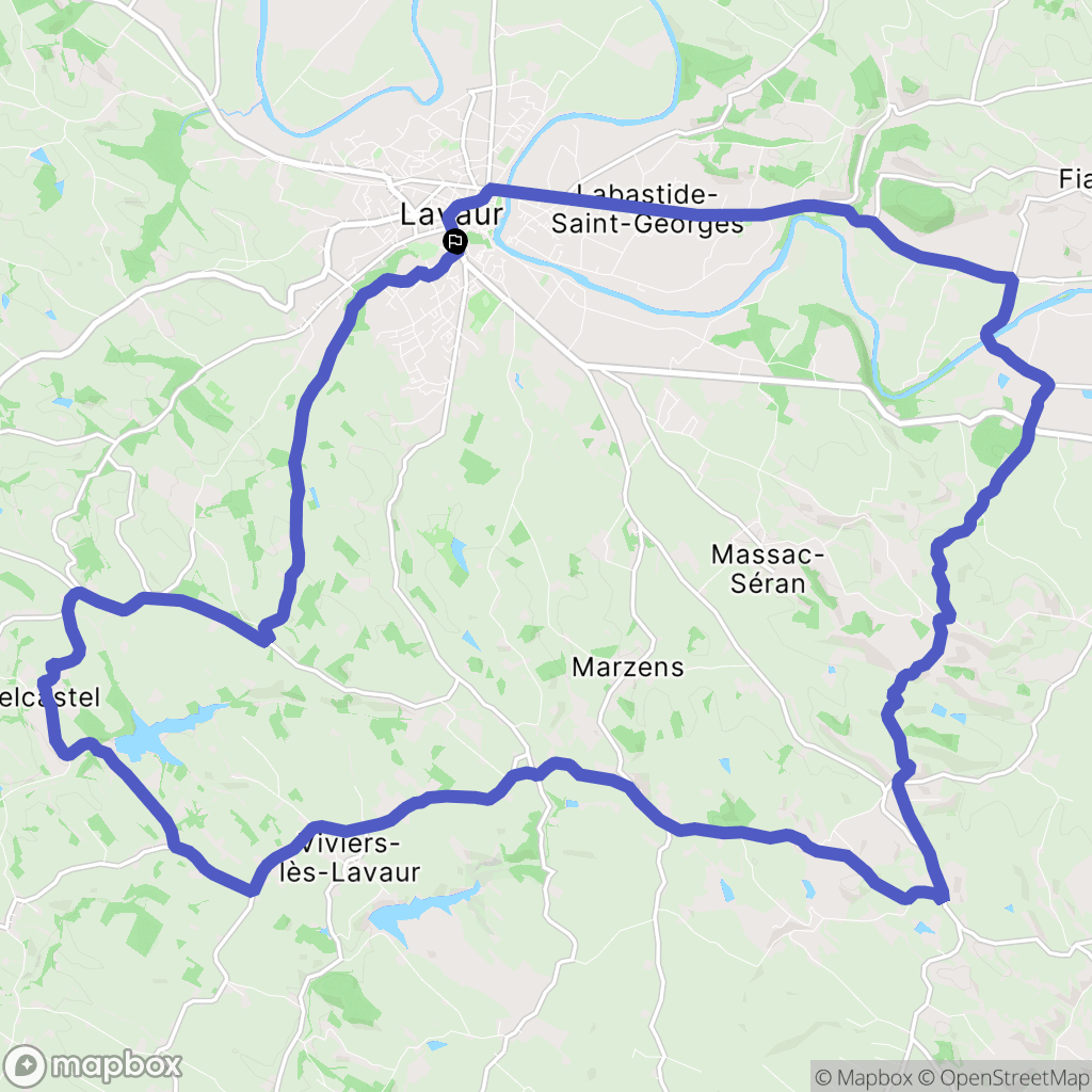 Lavaur : carte du parcours de randonnée - France