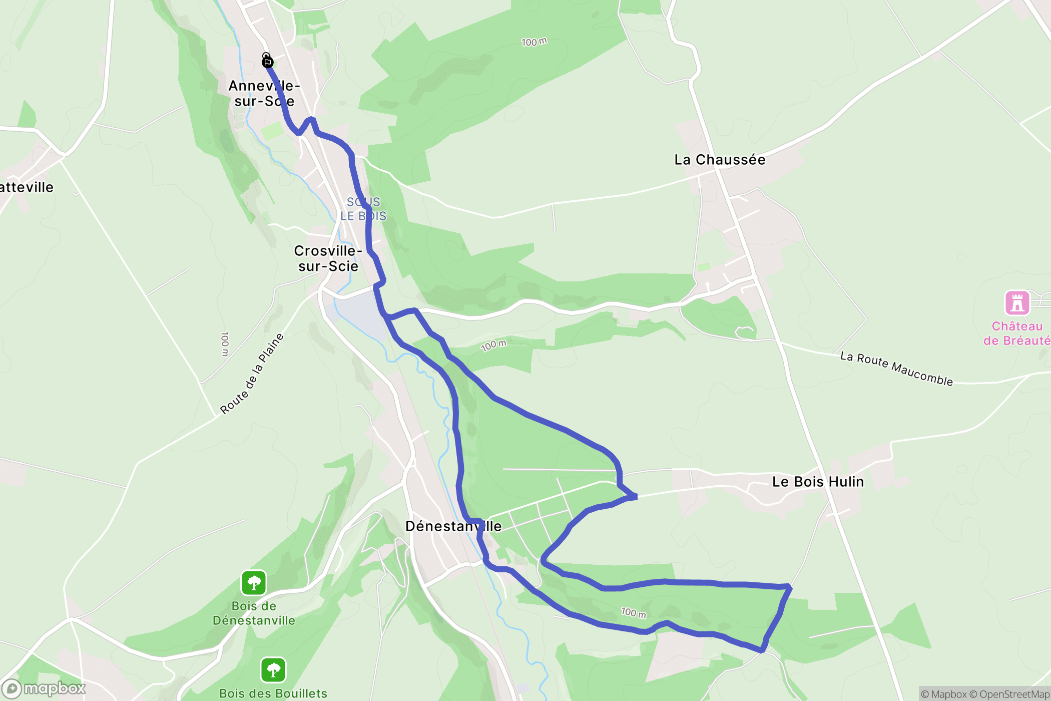 Anneville-sur-Scie : carte du parcours de randonnée - France