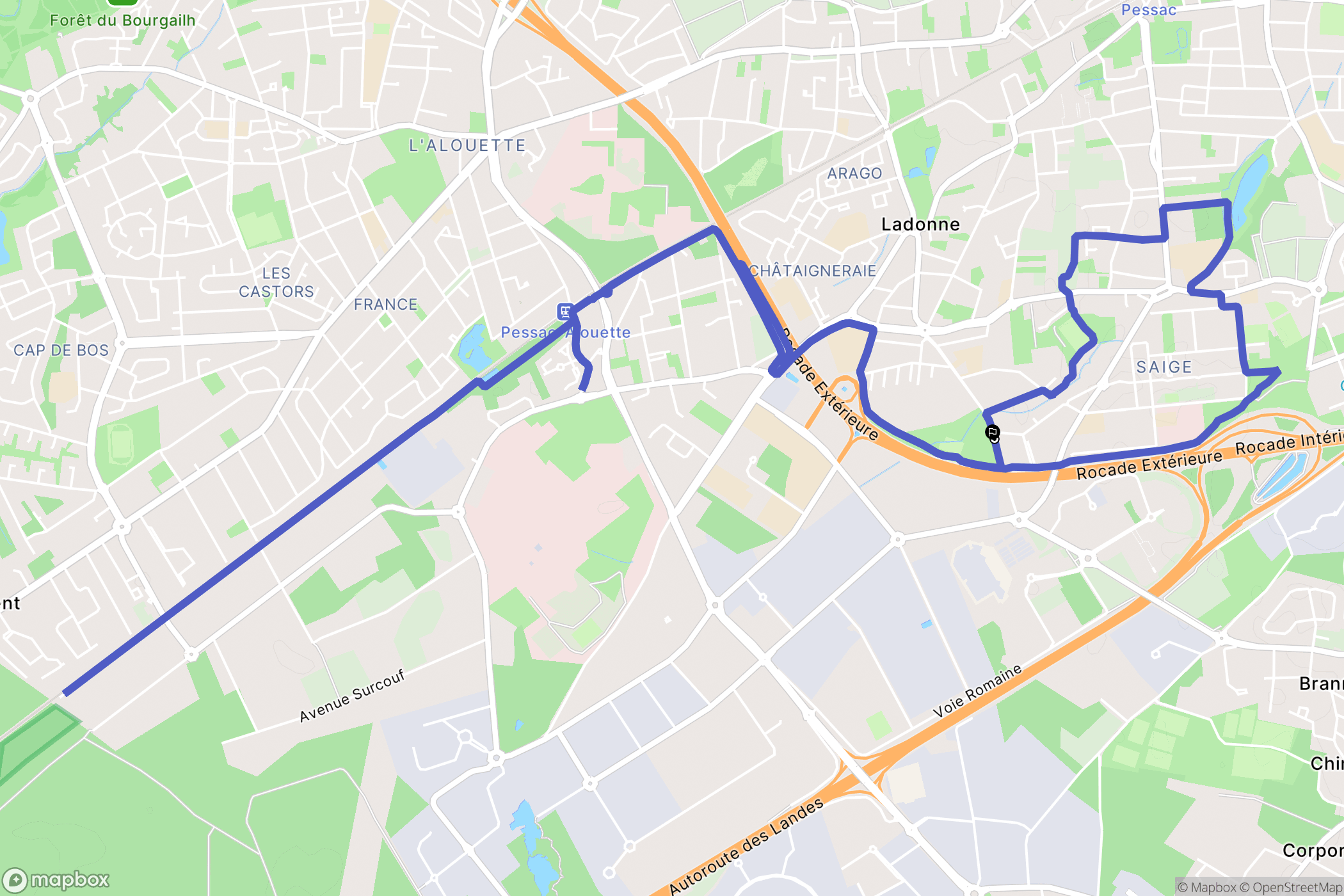Pessac : carte du parcours de randonnée - France