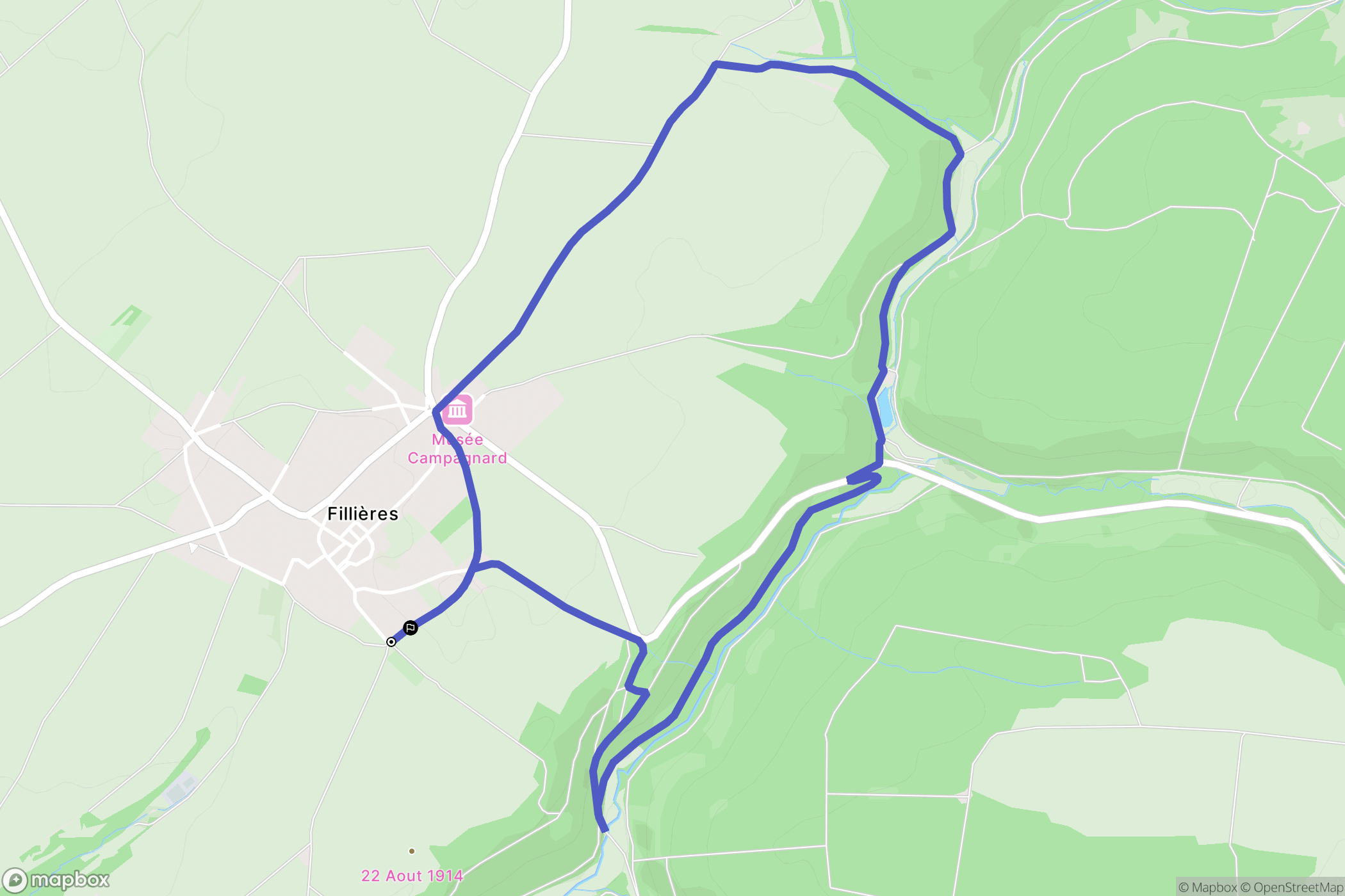Fillières : carte du parcours de randonnée - France