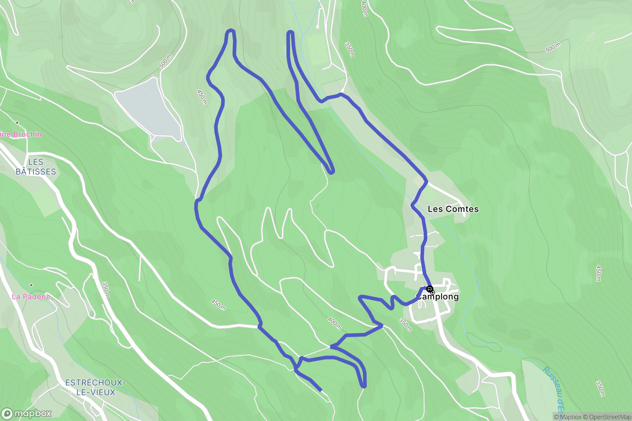 Camplong : carte du parcours de randonnée - France