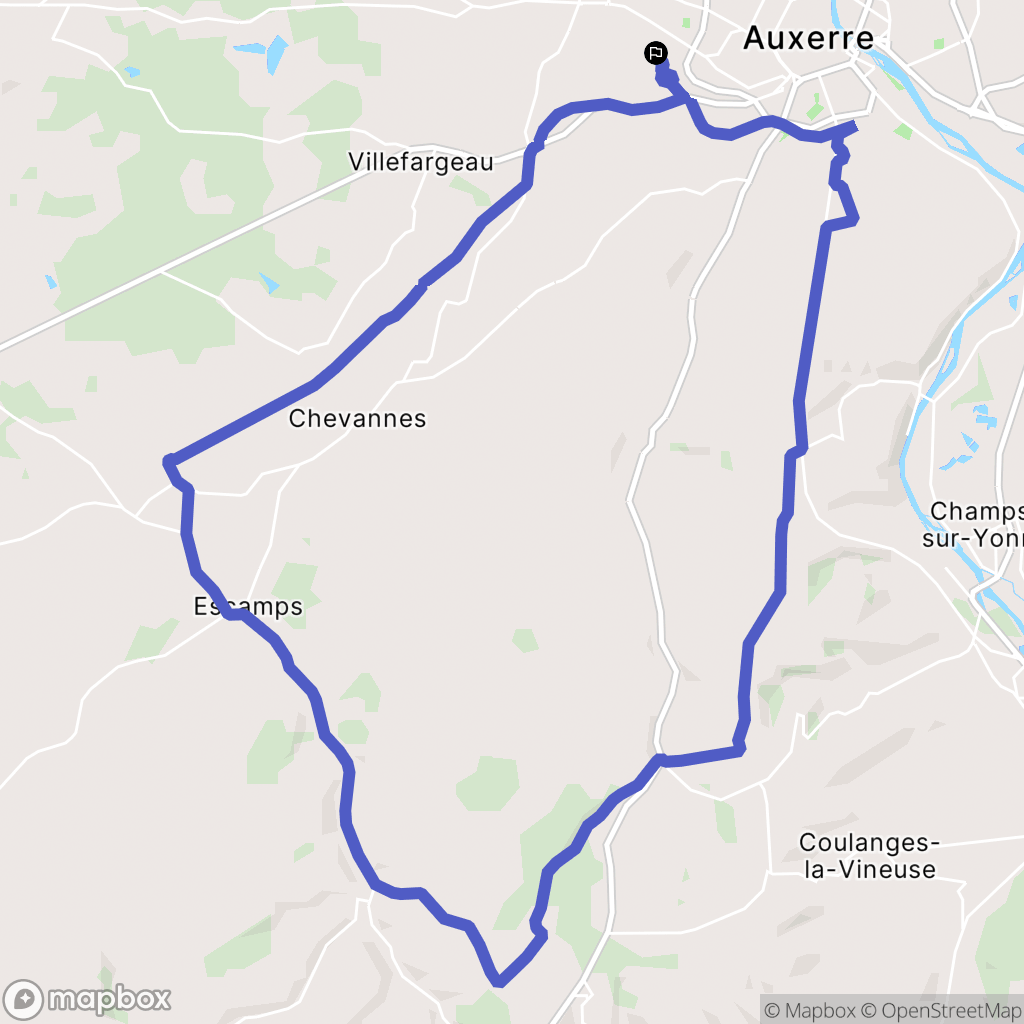Auxerre : carte du parcours de randonnée - France