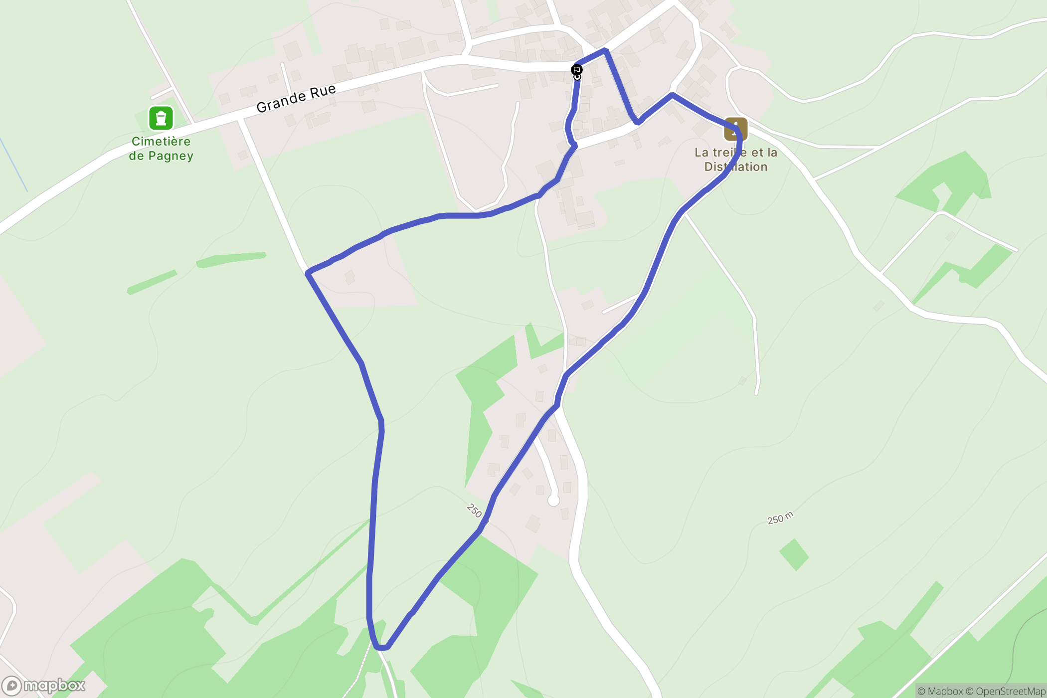 Pagney : carte du parcours de randonnée - France
