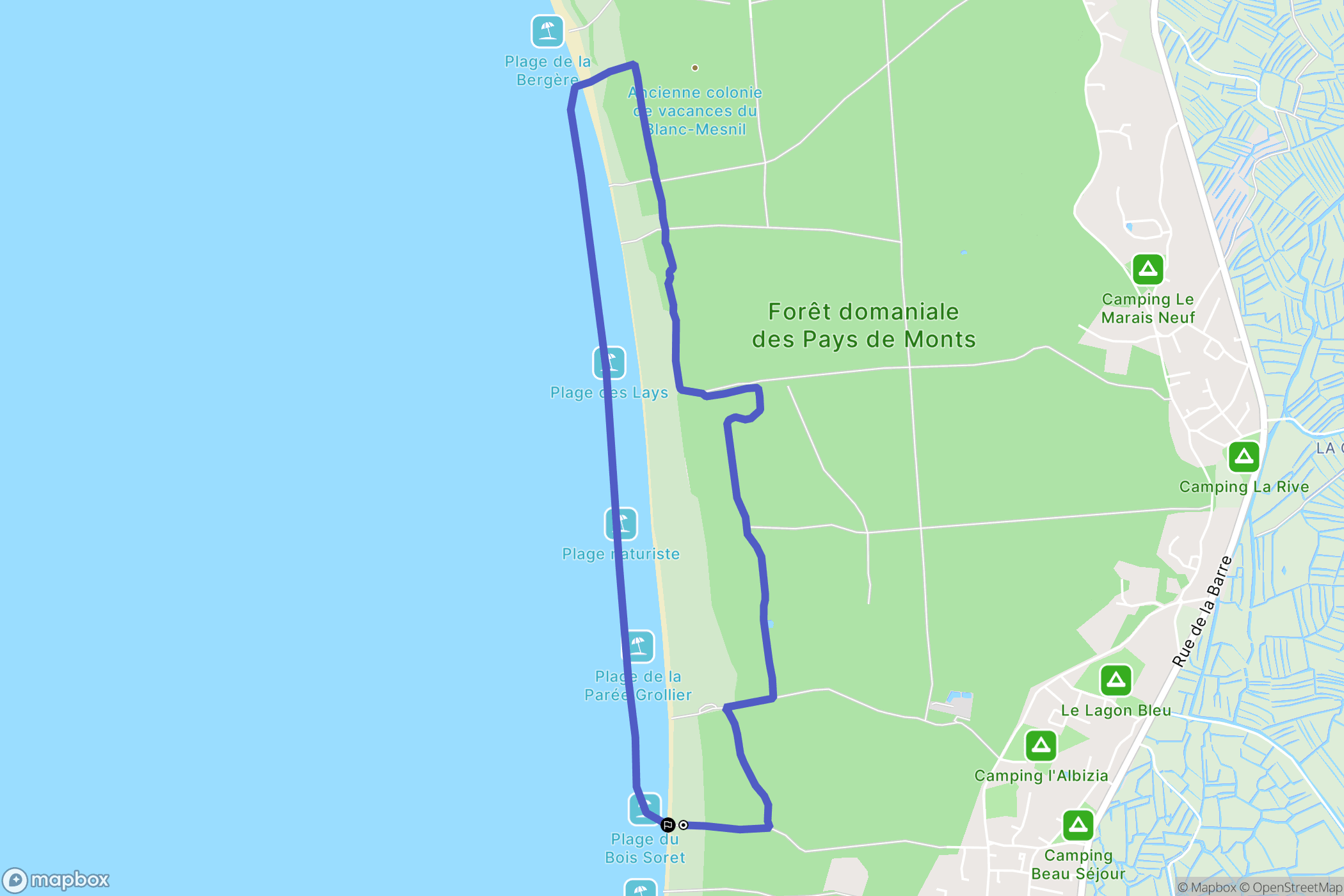 Notre-Dame-de-Monts : carte du parcours de randonnée - France