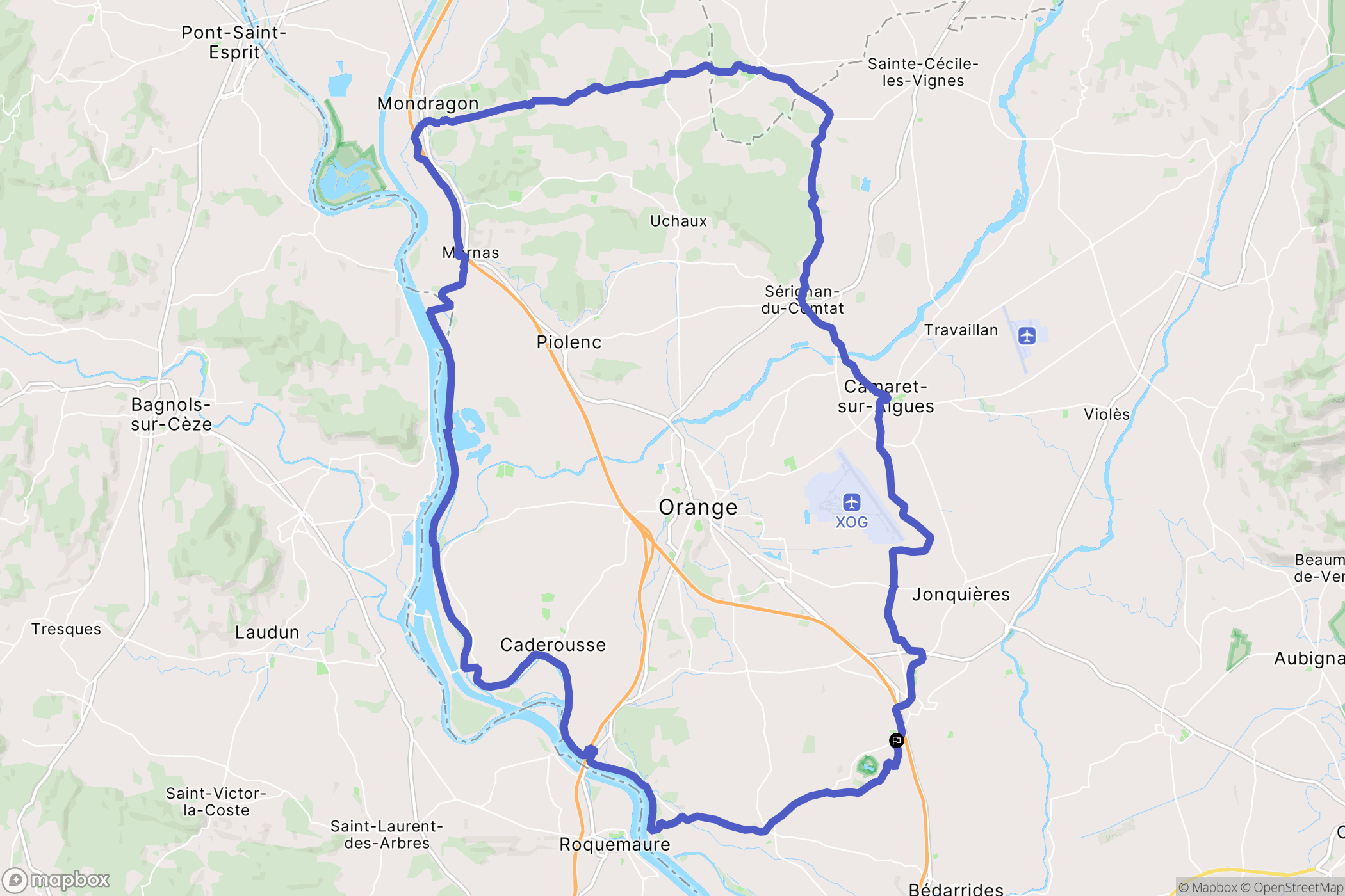 Courthézon : carte du parcours de randonnée - France