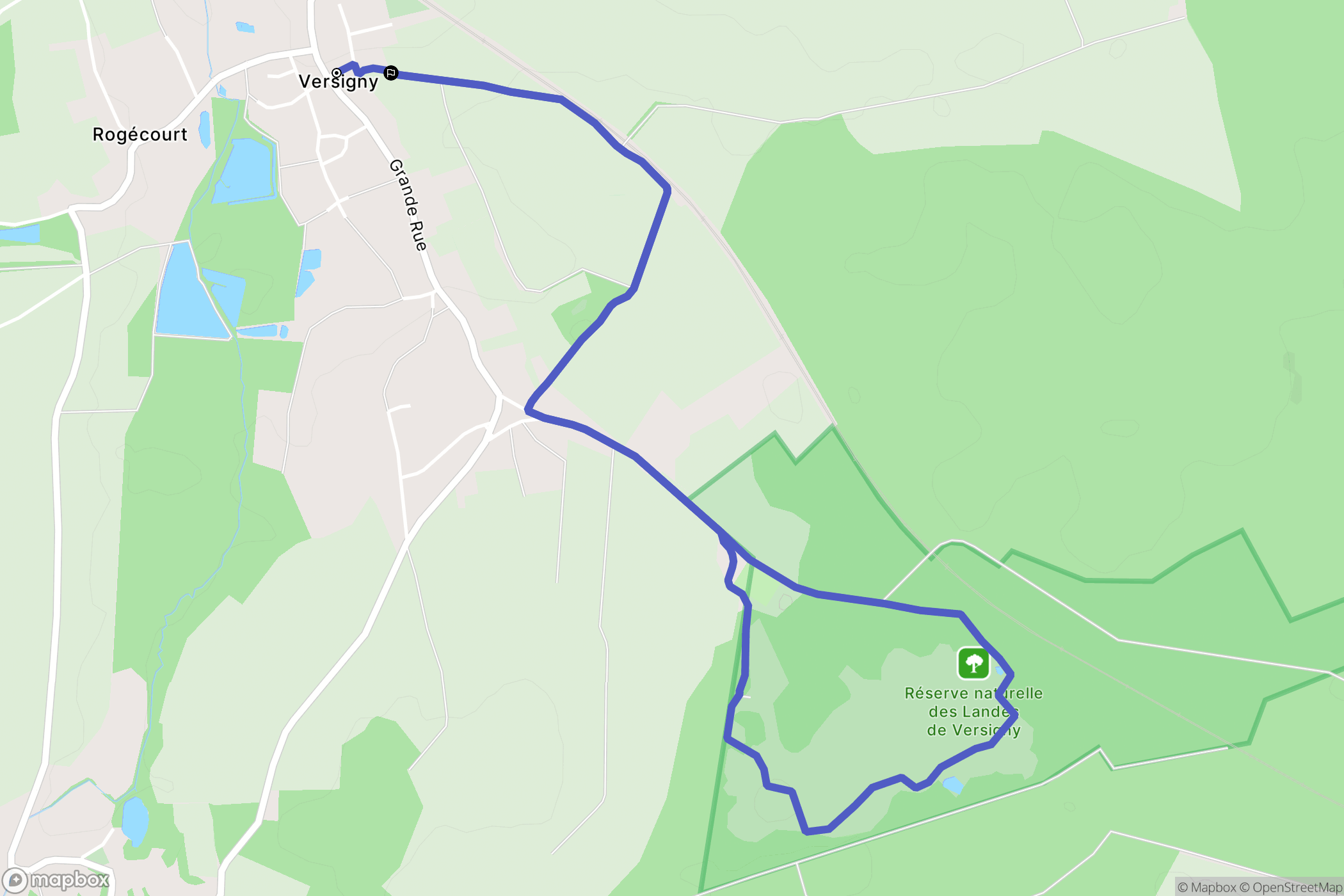 Versigny : carte du parcours de randonnée - France