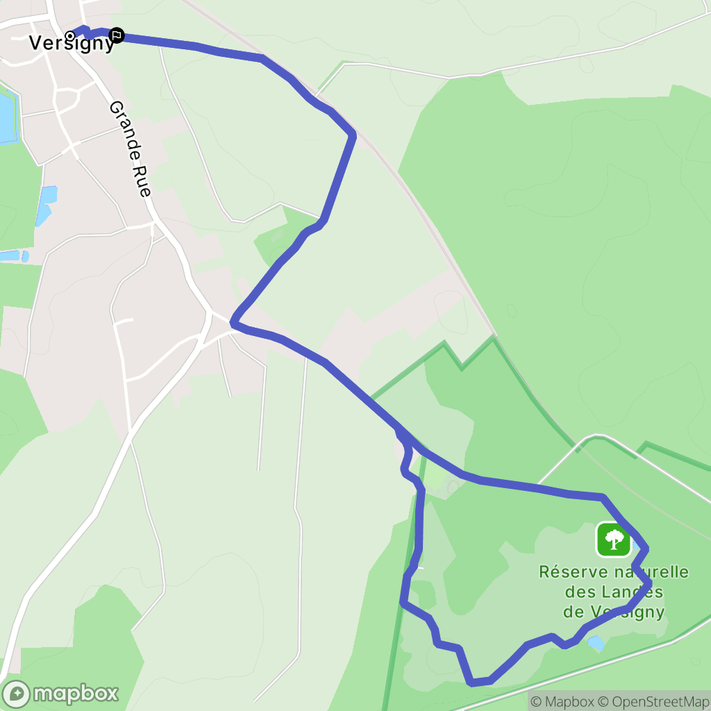 Versigny : carte du parcours de randonnée - France