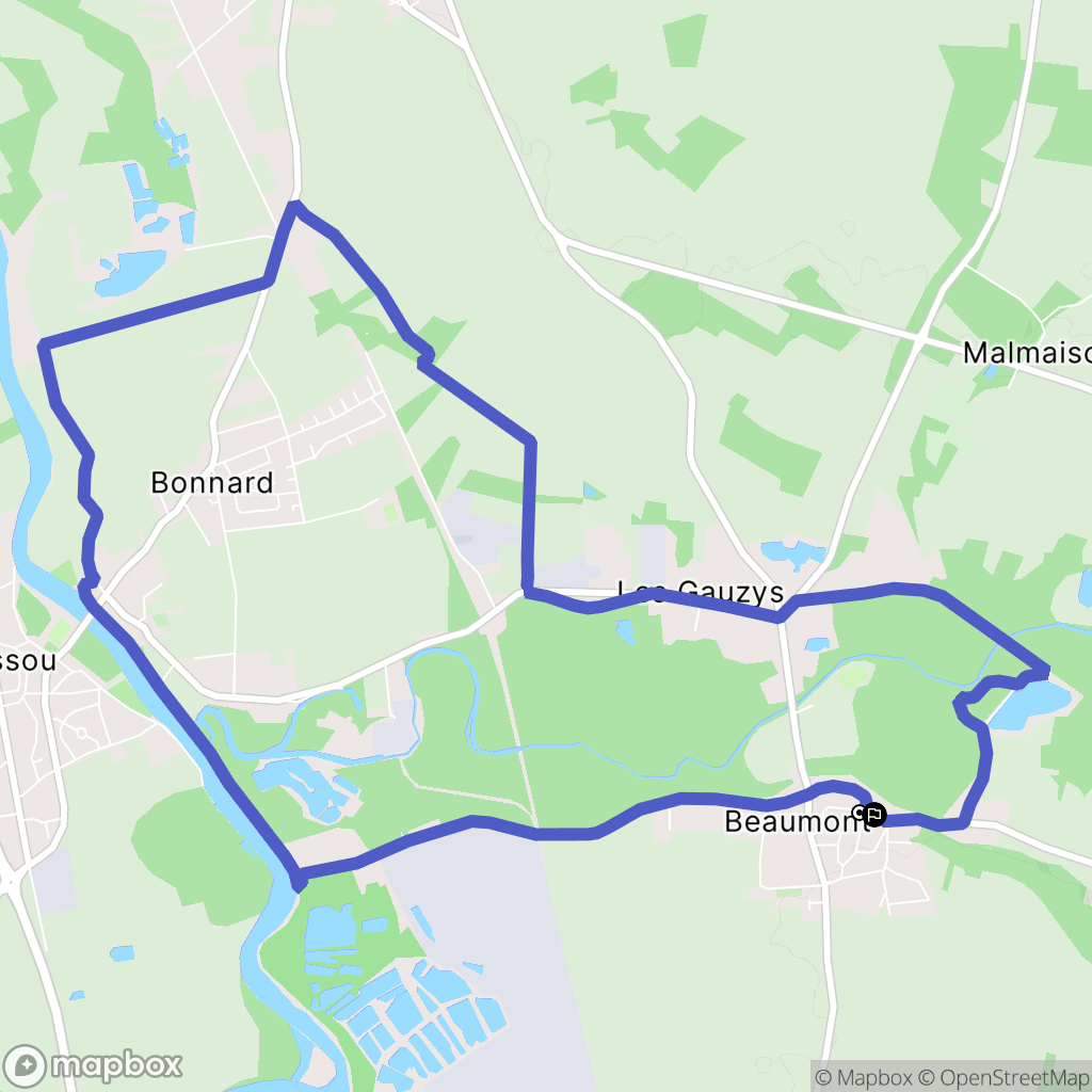 Beaumont : carte du parcours de randonnée - France