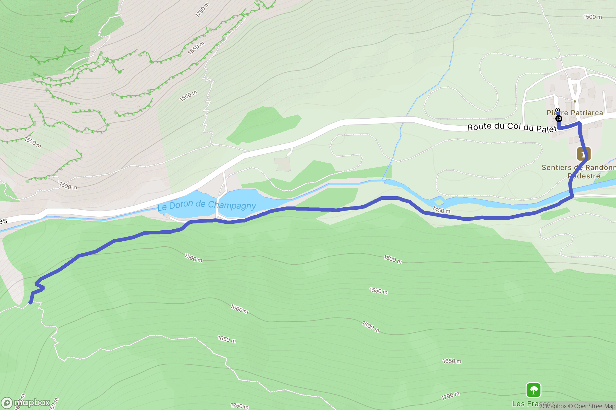 Champagny-en-Vanoise : carte du parcours de randonnée - France