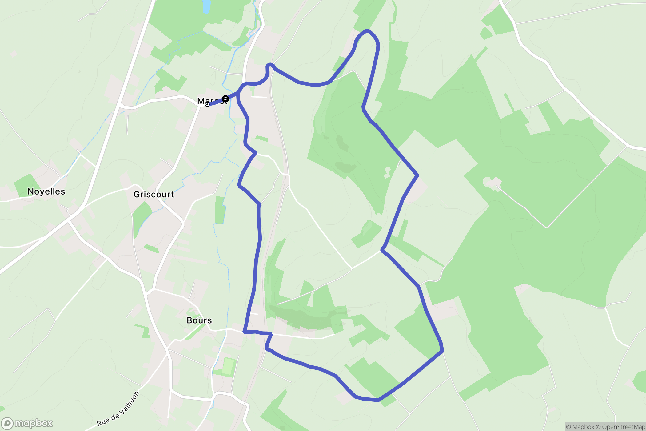 Marest : carte du parcours de randonnée - France