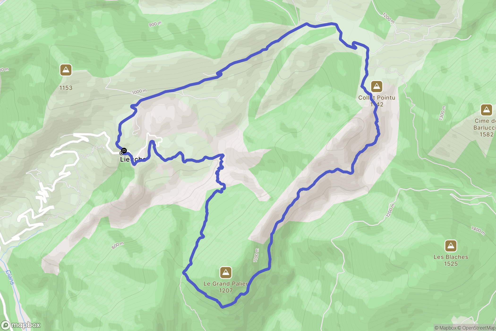 Lieuche : carte du parcours de randonnée - France