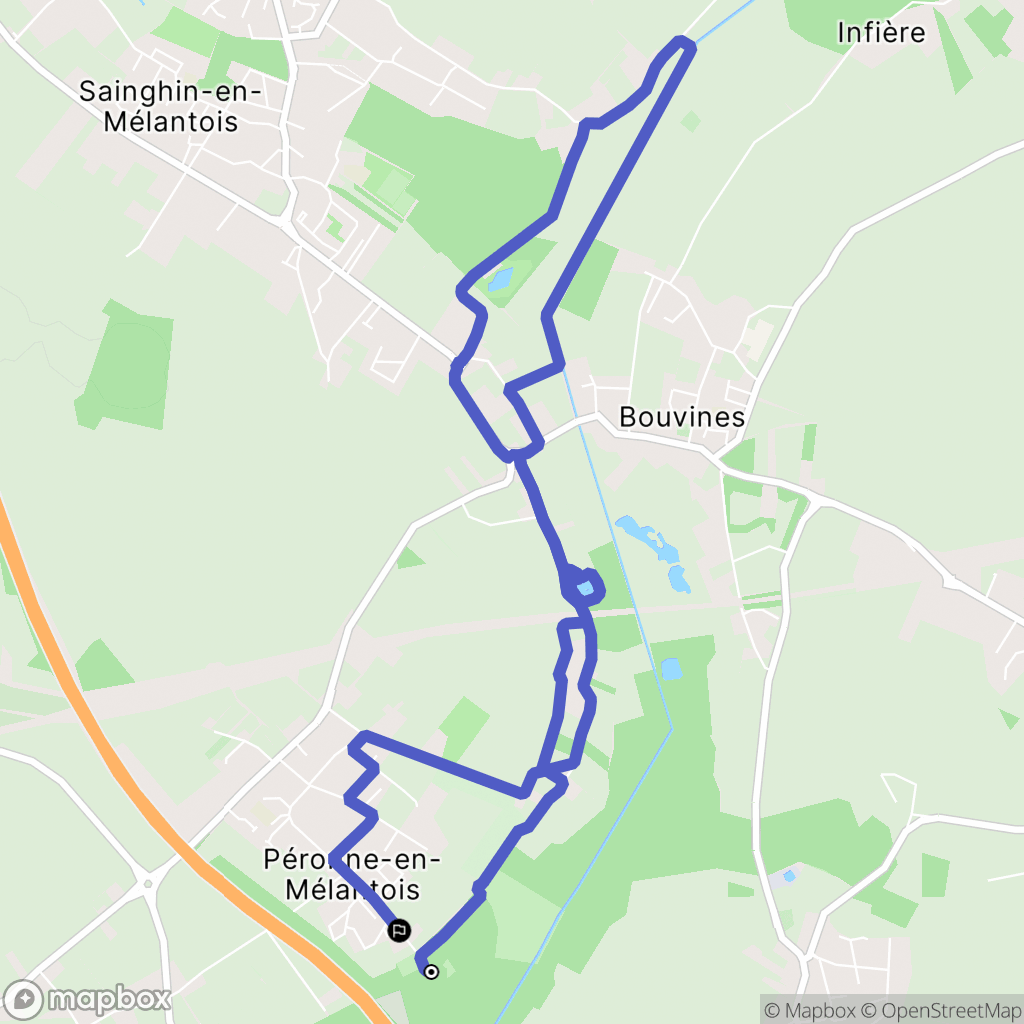 Péronne-en-Mélantois : carte du parcours de randonnée - France