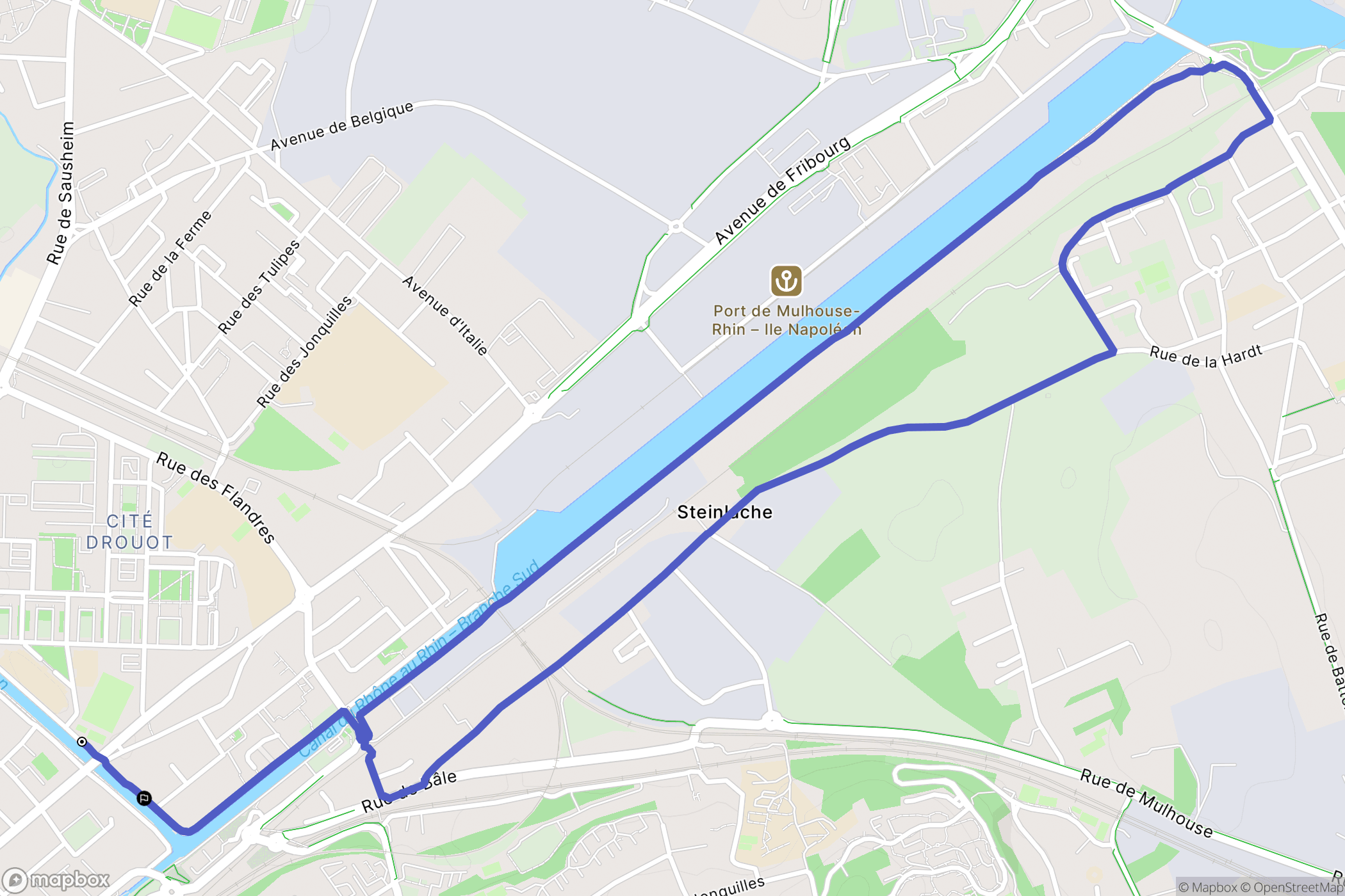 Mulhouse : carte du parcours de randonnée - France