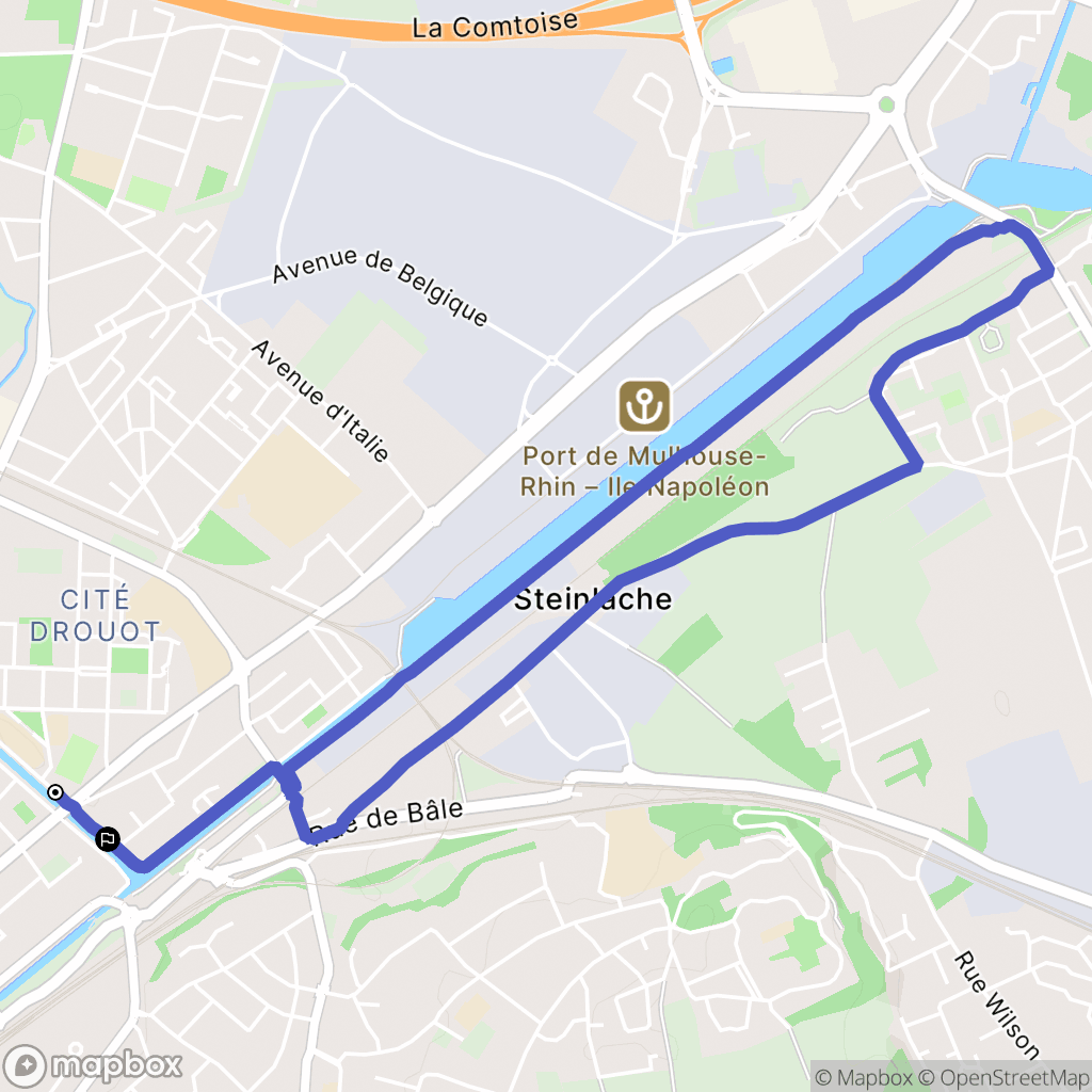 Mulhouse : carte du parcours de randonnée - France