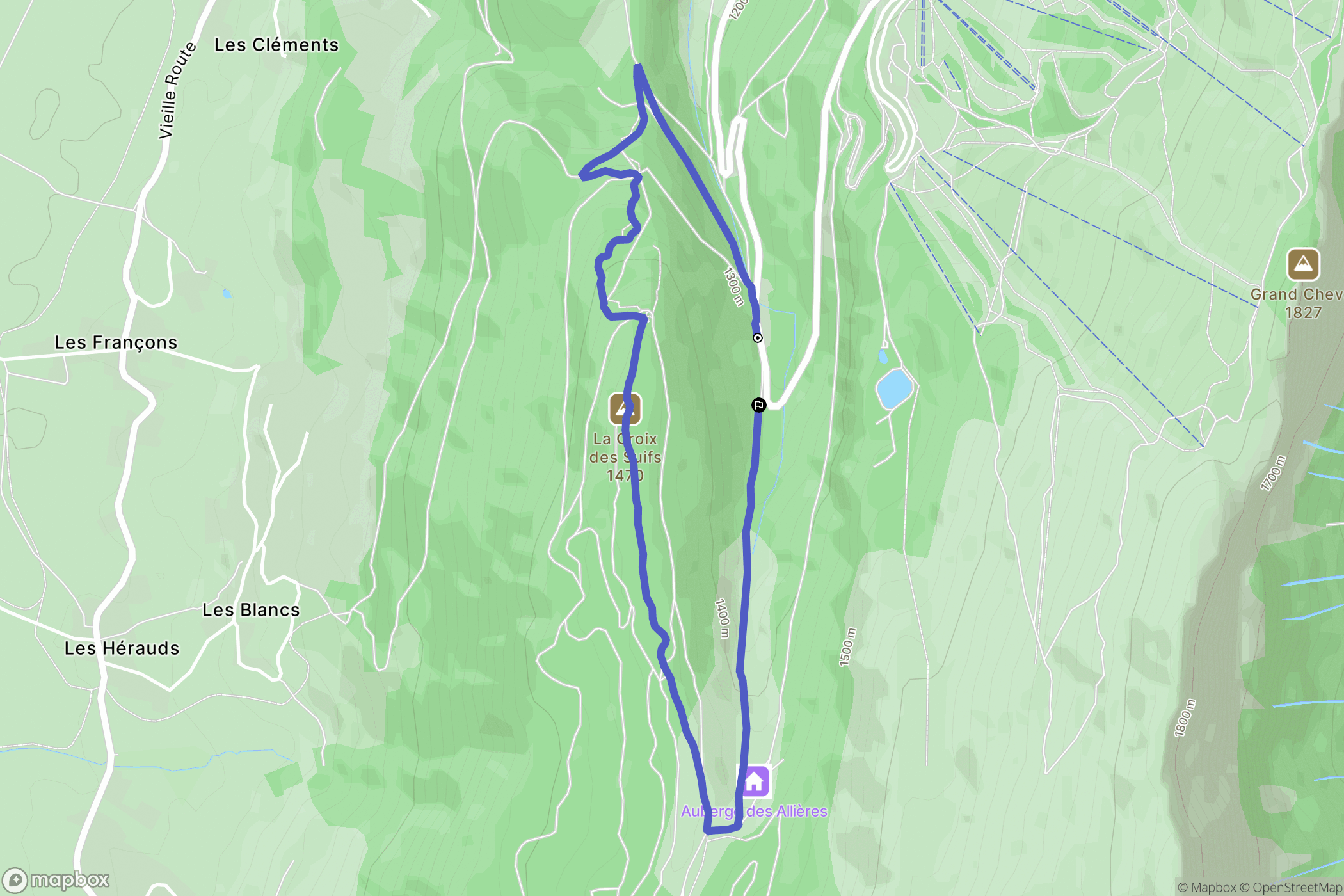 Lans-en-Vercors : carte du parcours de randonnée - France