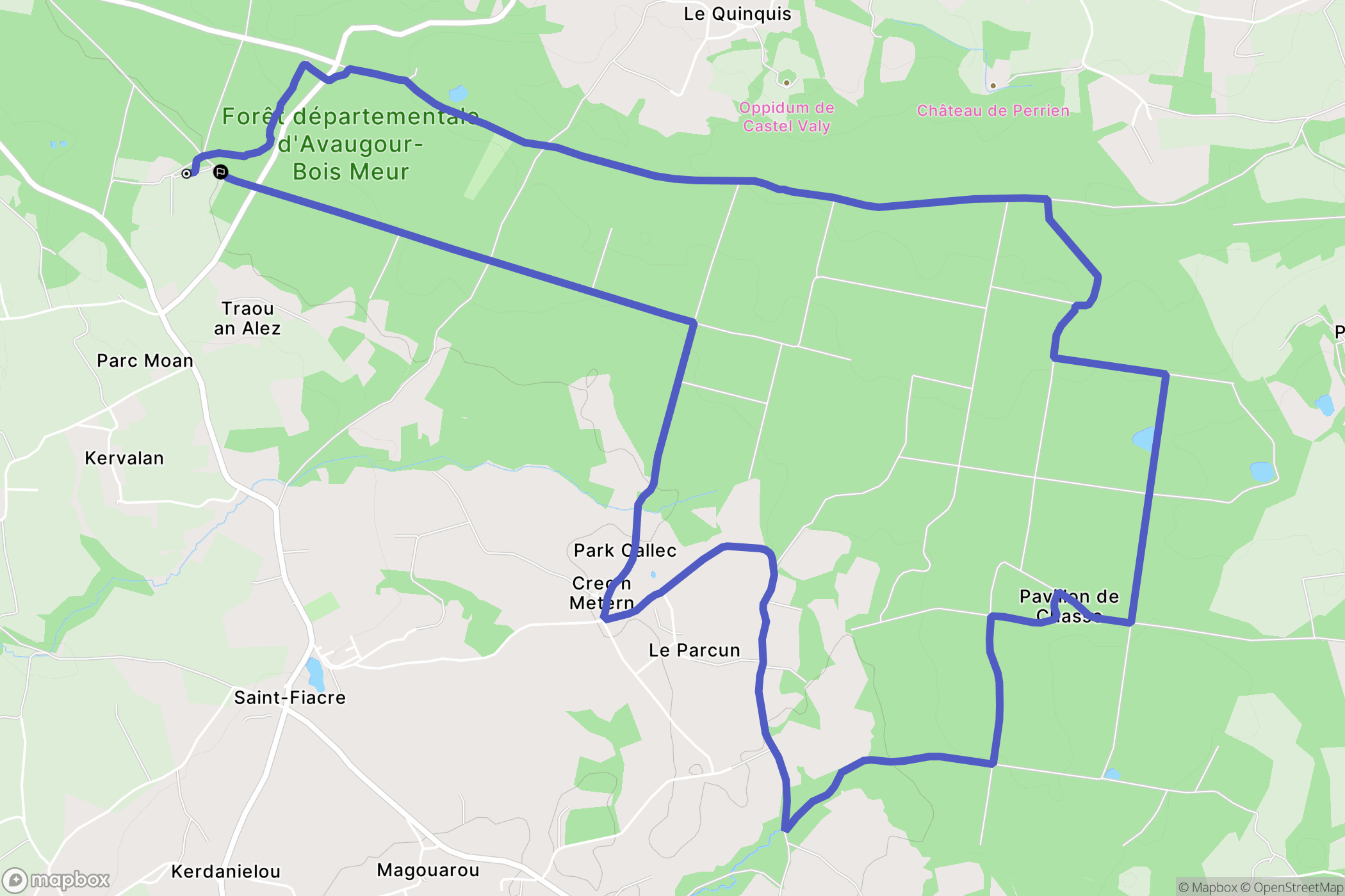 Lanrodec : carte du parcours de randonnée - France