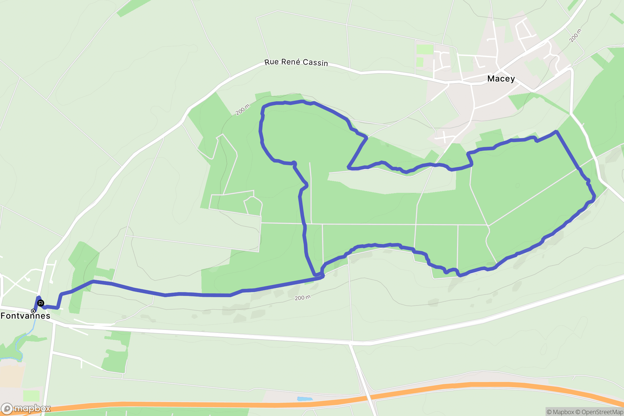 Fontvannes : carte du parcours de randonnée - France