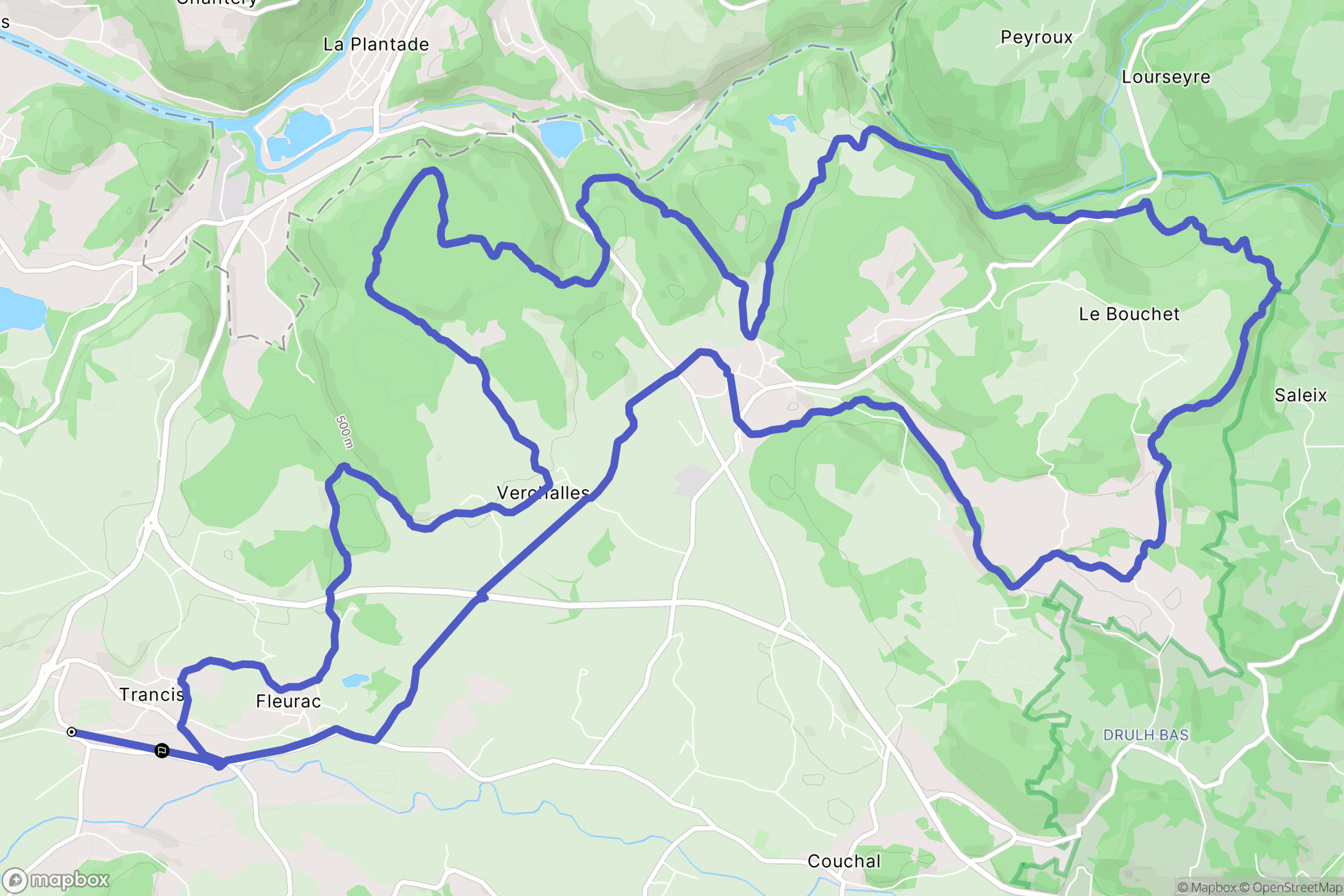 Ydes : carte du parcours de randonnée - France