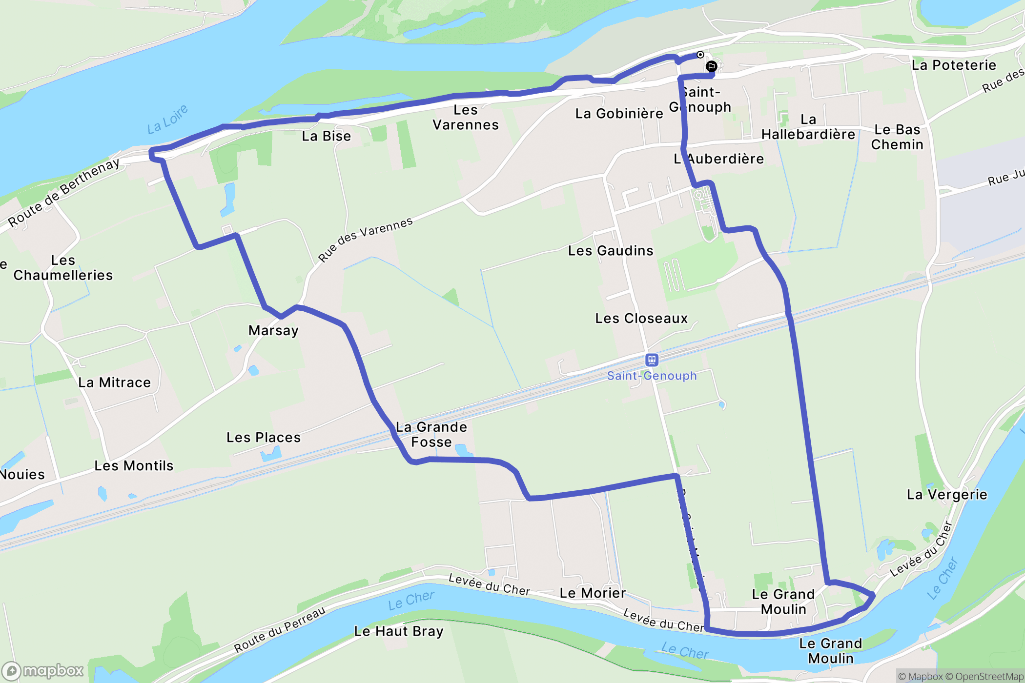 Saint-Genouph : carte du parcours de randonnée - France