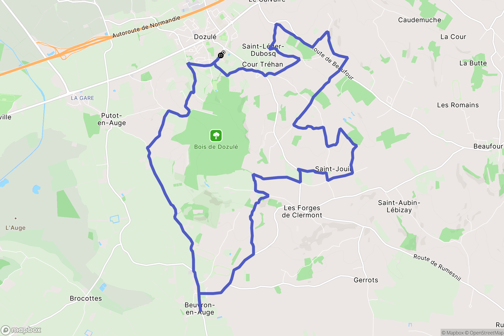 Dozulé : carte du parcours de randonnée - France