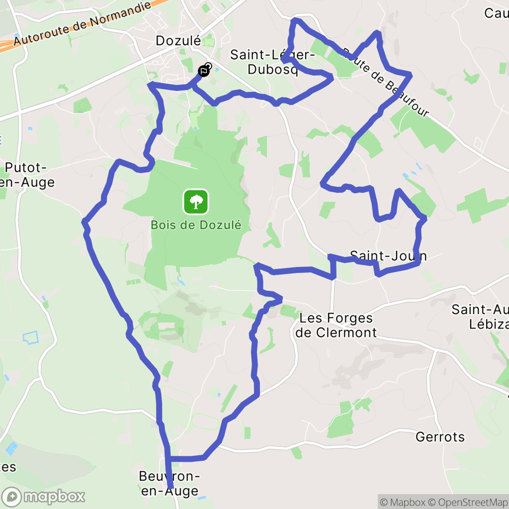 Dozulé : carte du parcours de randonnée - France