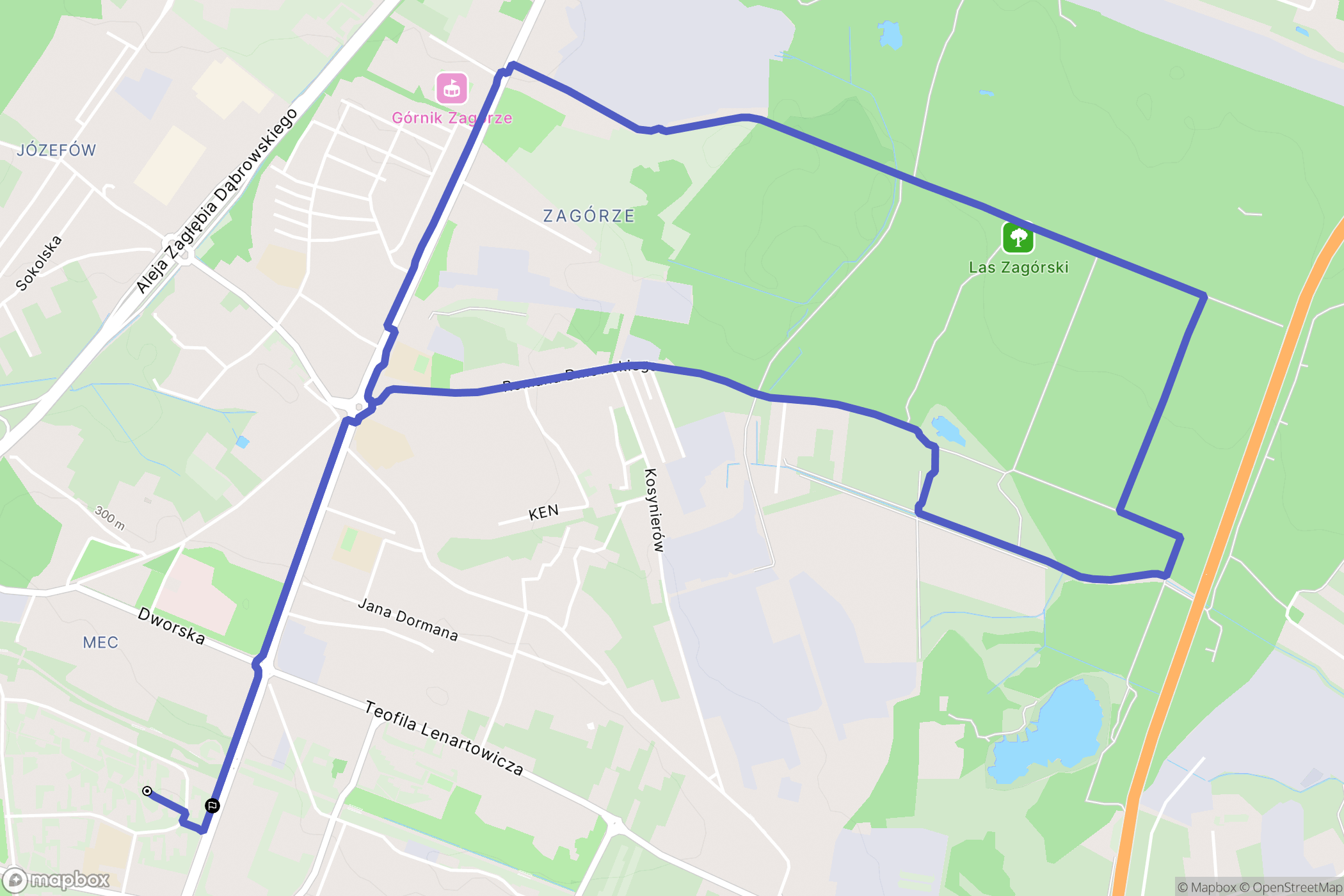 Sosnowiec: mapa trasy - Poland