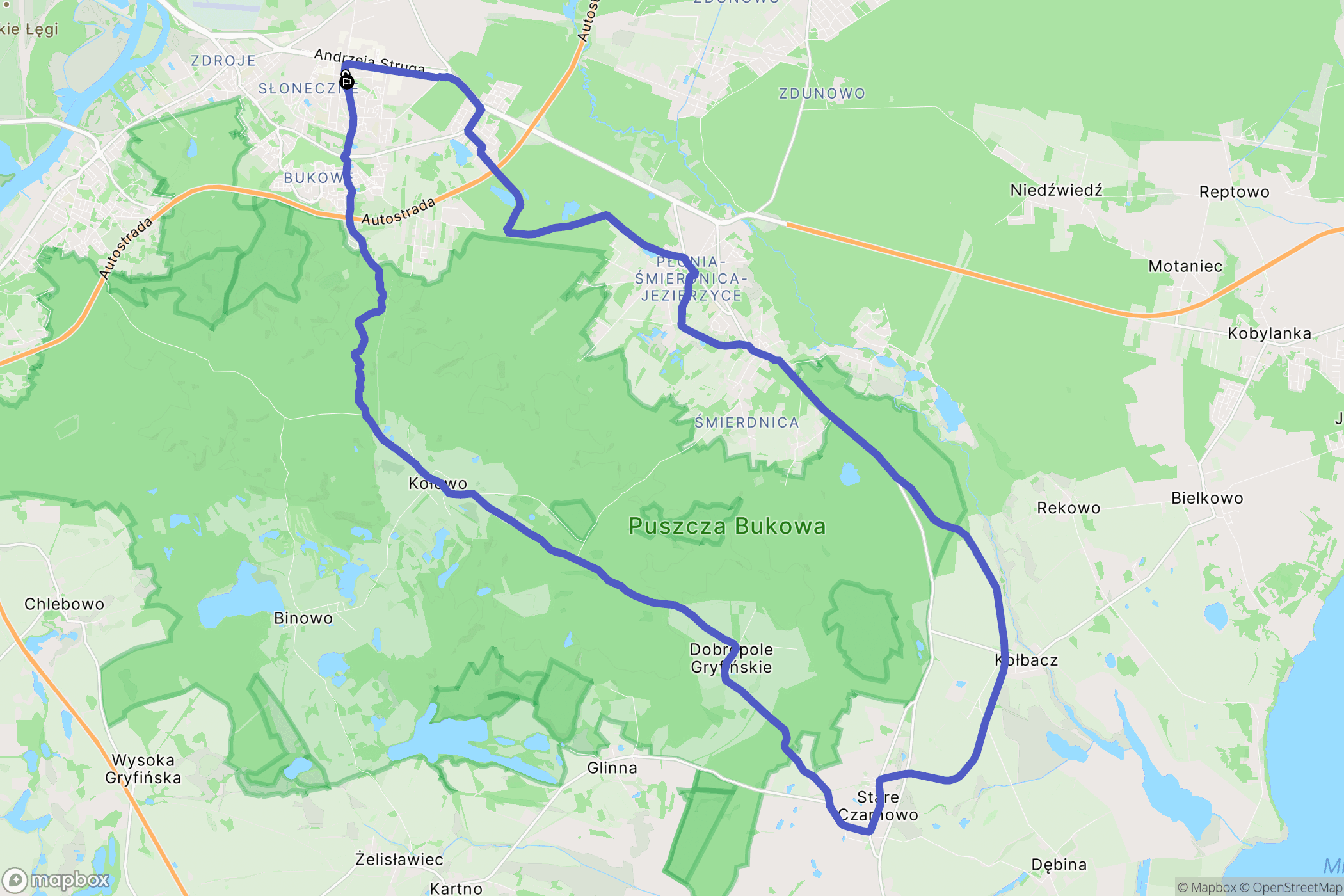 Szczecin: mapa trasy - Poland