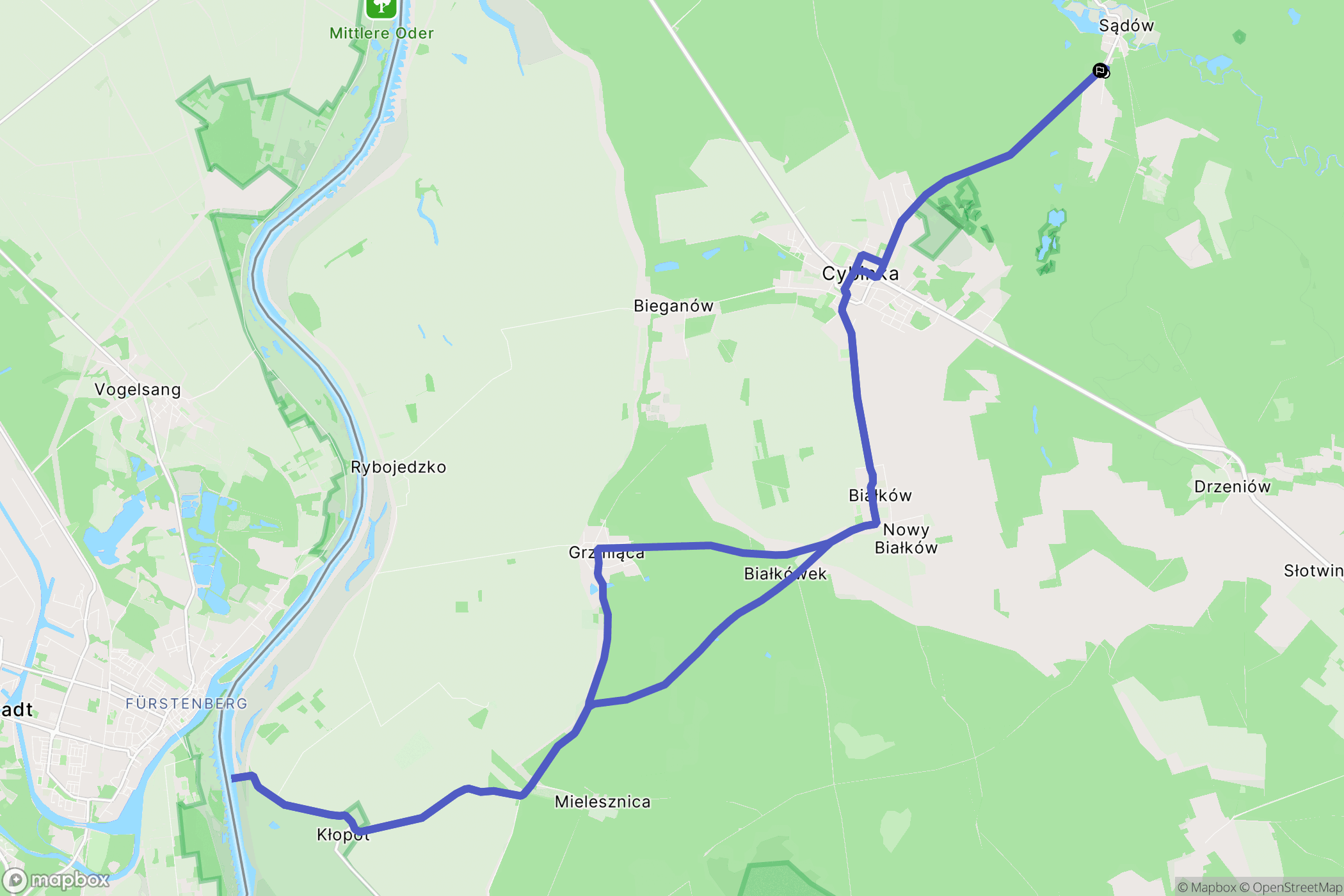 Sądów: mapa trasy - Poland